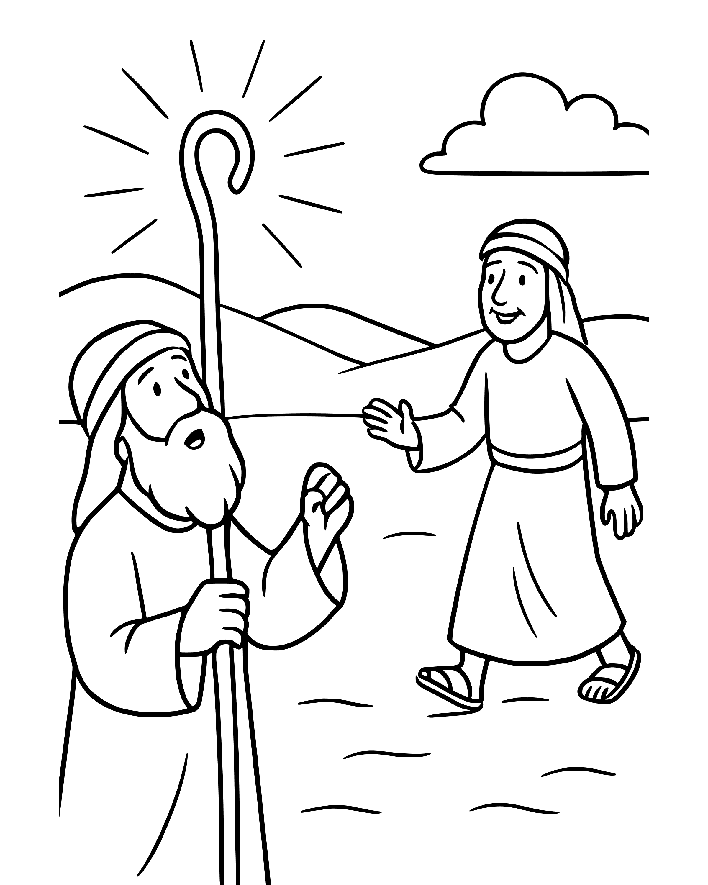 Simple God Sends Moses coloring page