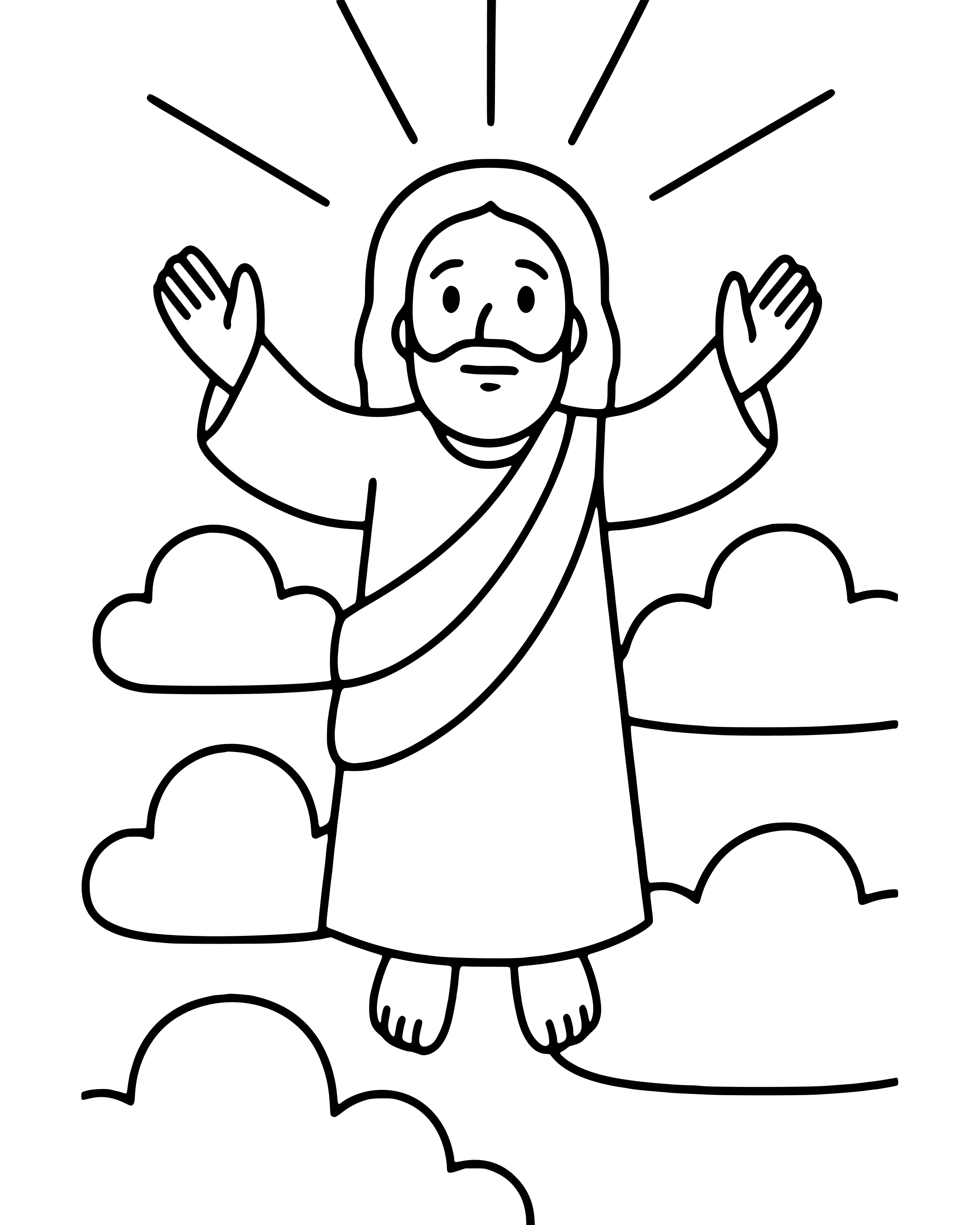 Easy Jesus Goes Up to Heaven coloring page