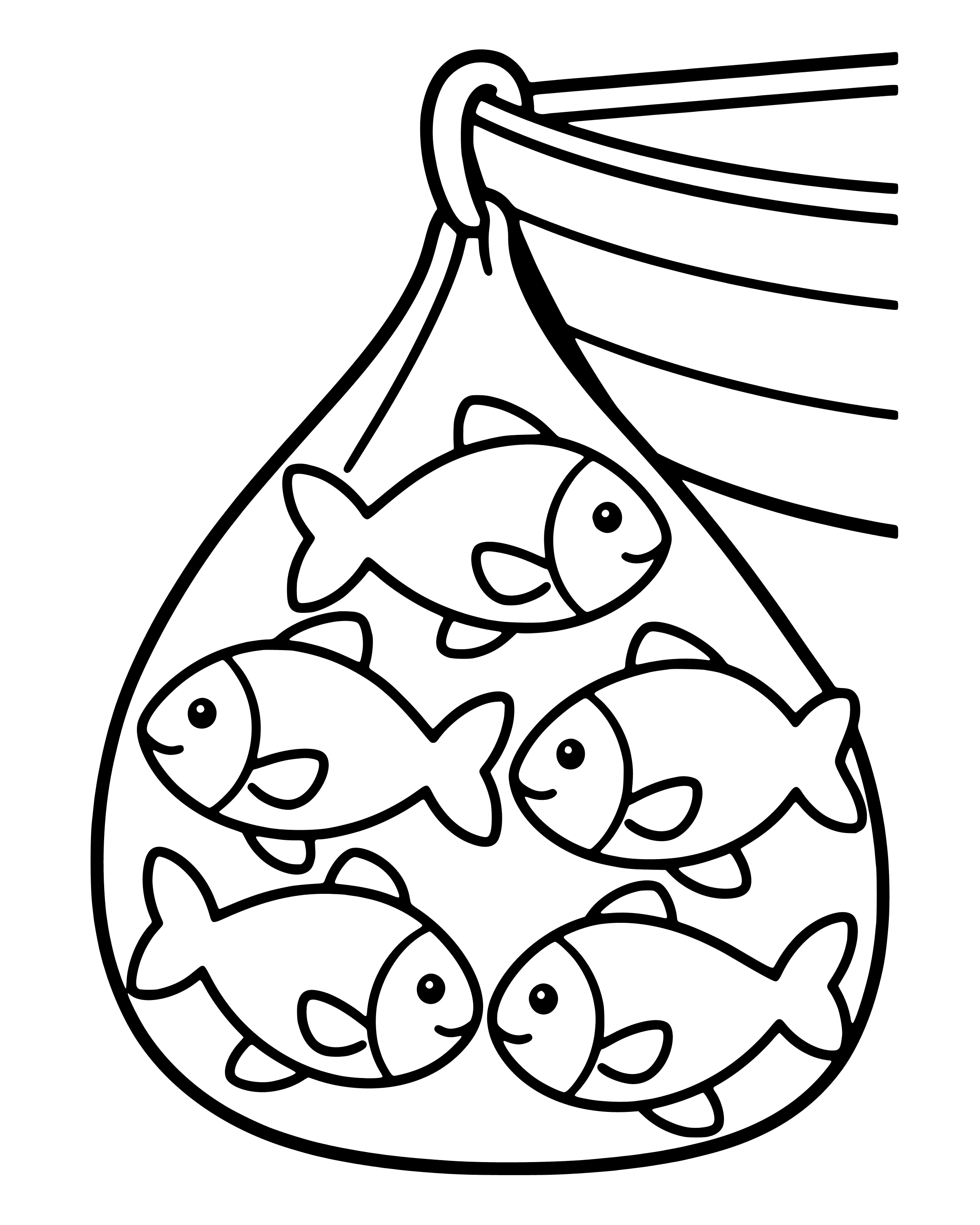 Easy The Big Catch of Fish coloring page