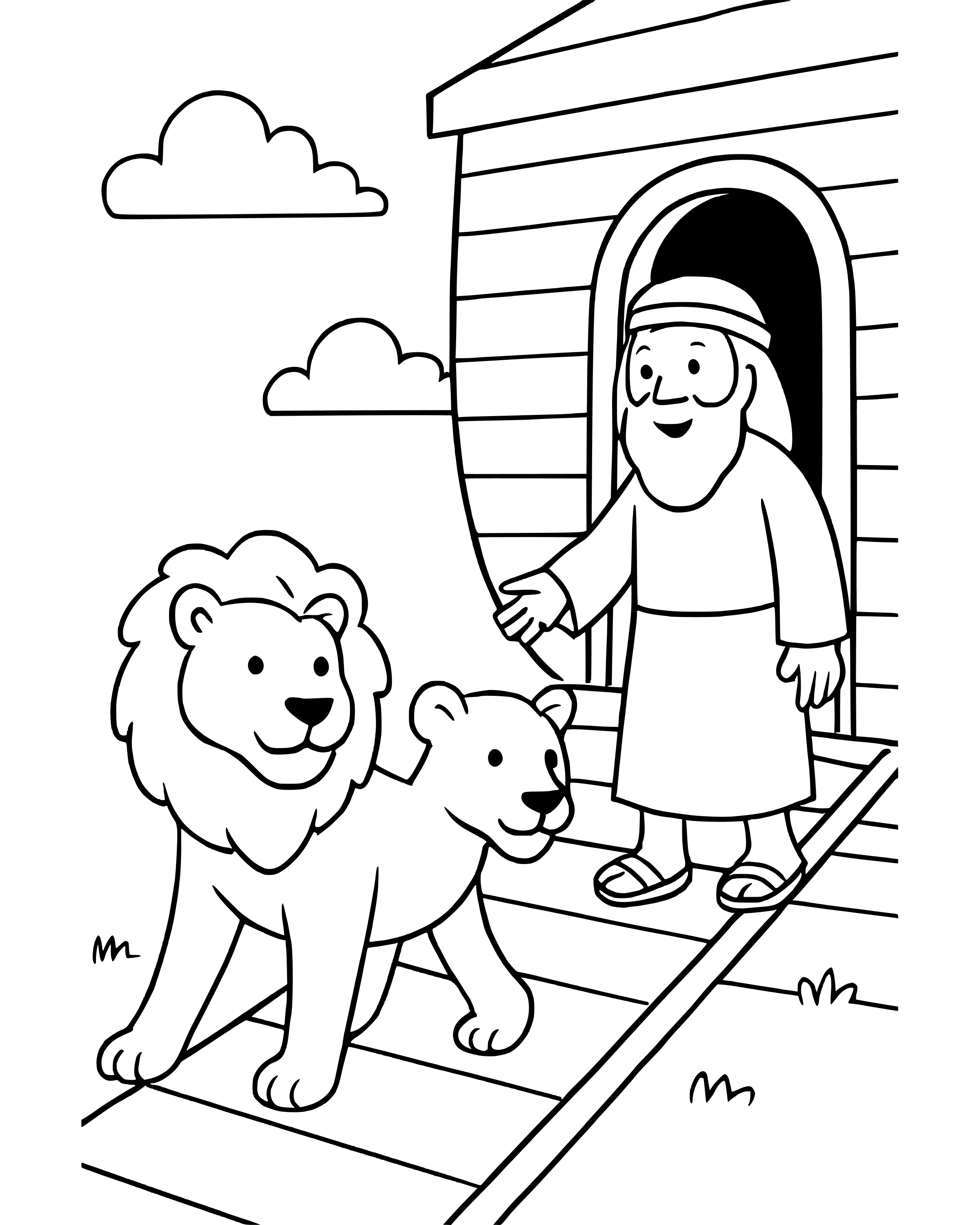 Simple Two by Two: Lions coloring page