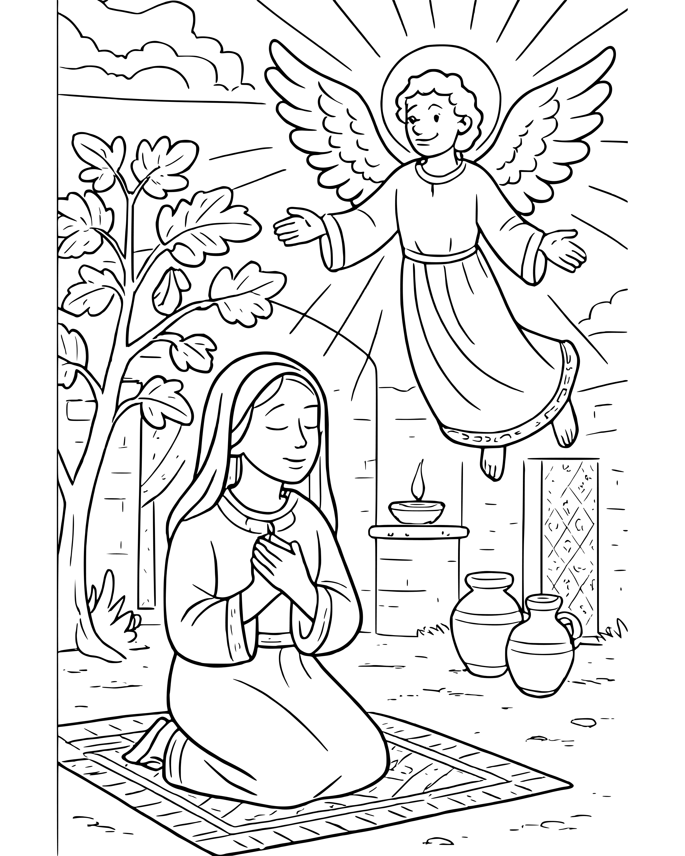 Detailed Mary Says Yes to God coloring page