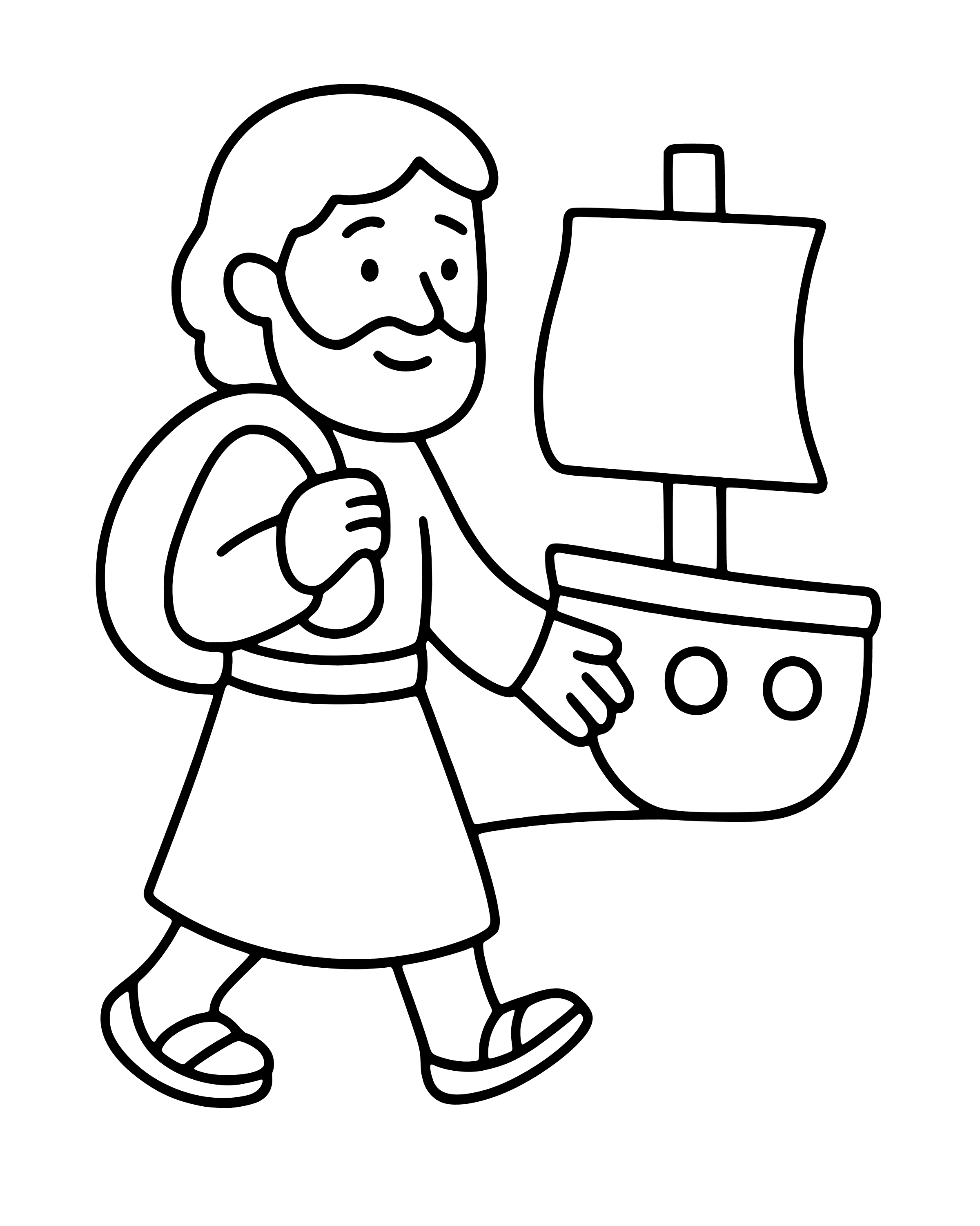 Easy Jonah Runs Away coloring page
