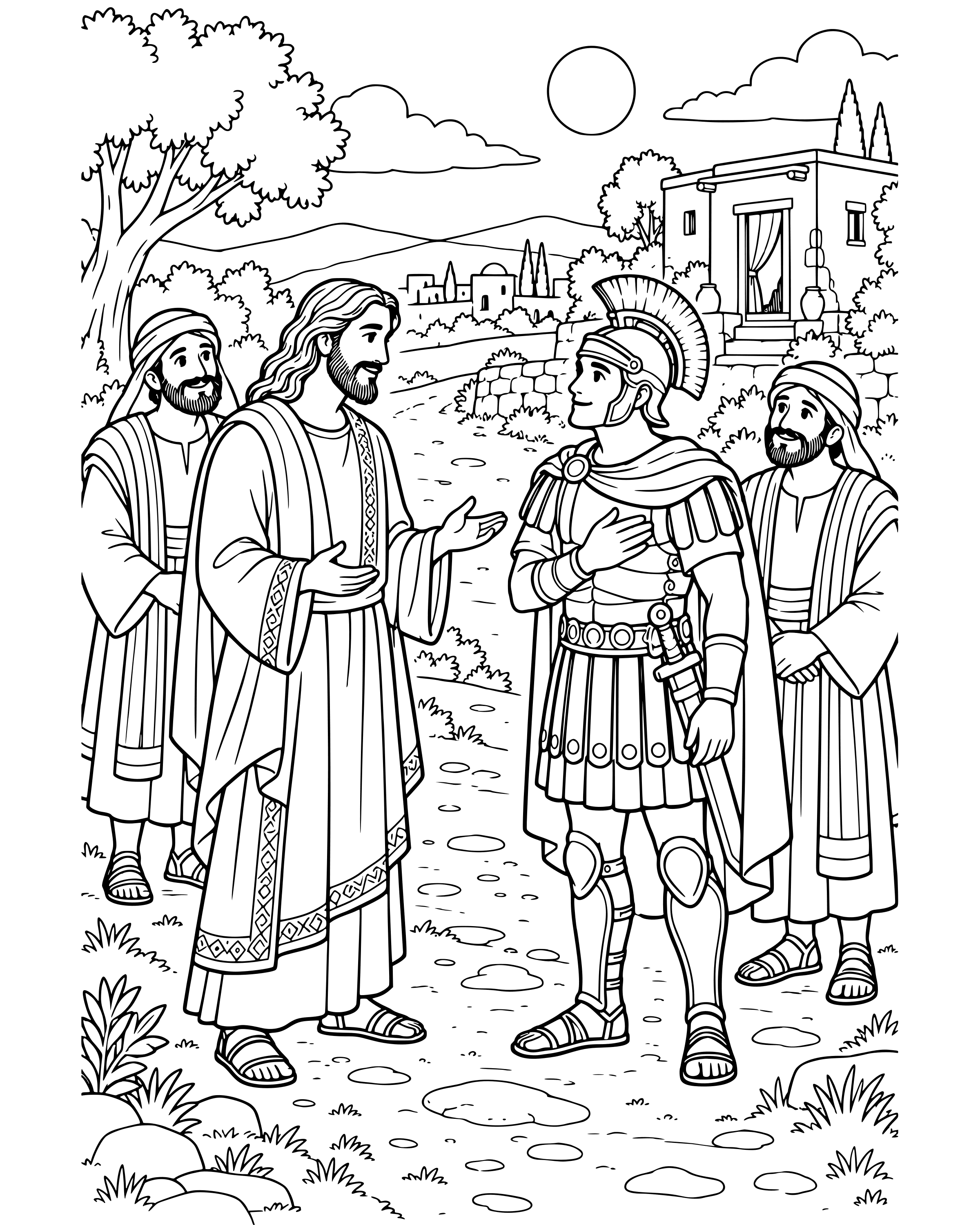 Detailed The Roman Officer's Faith coloring page