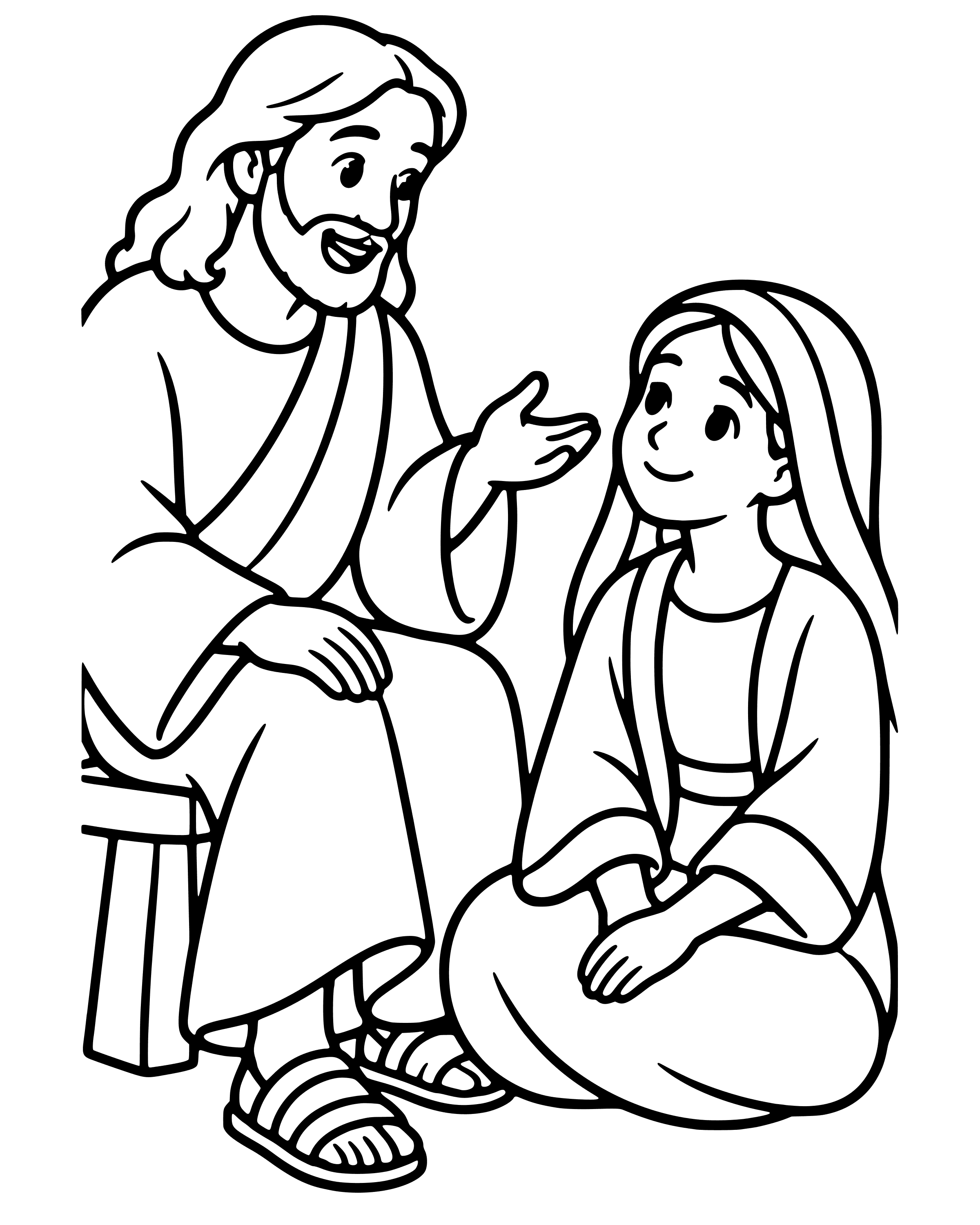 Easy Mary and Martha coloring page