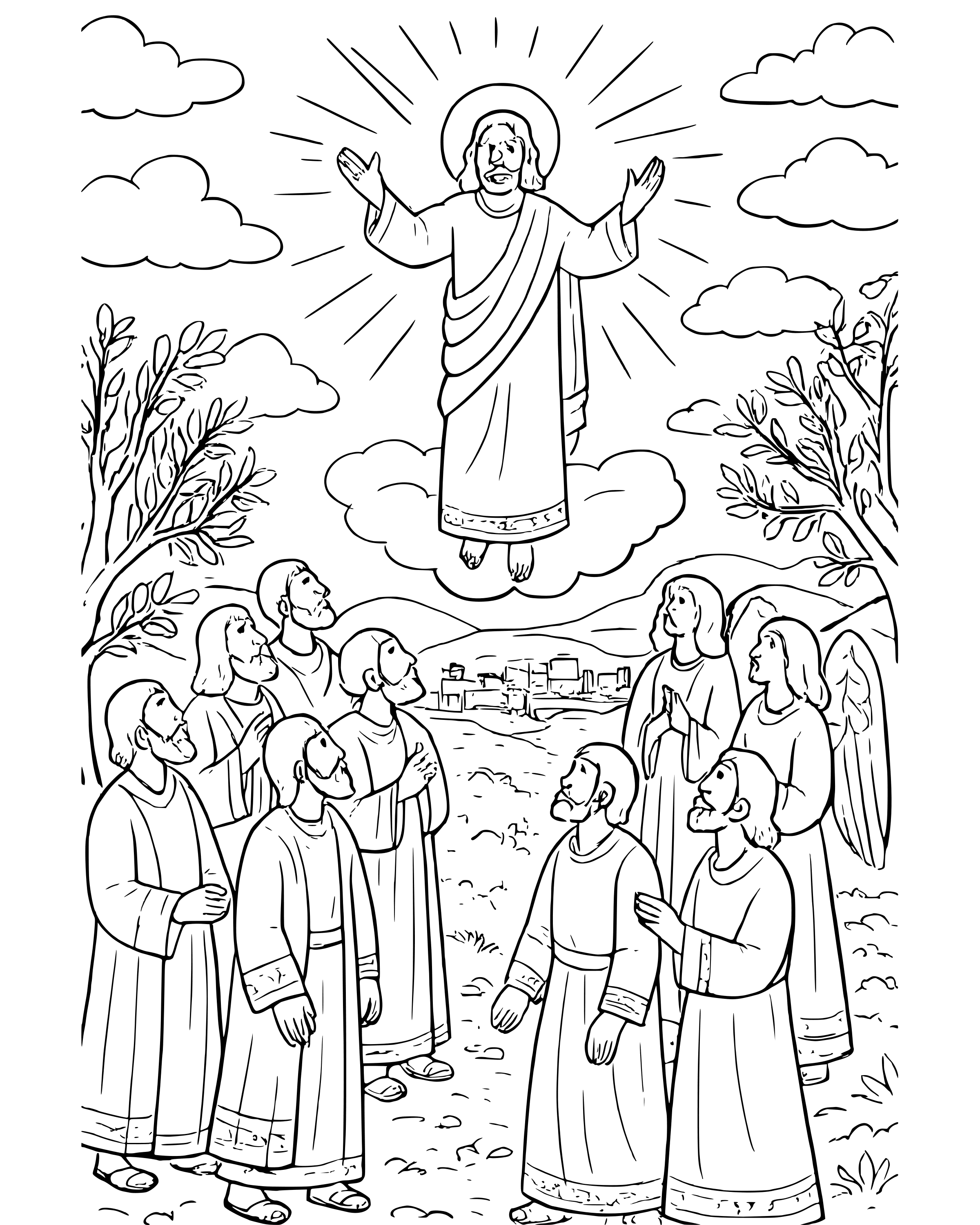 Detailed Jesus Goes Up to Heaven coloring page