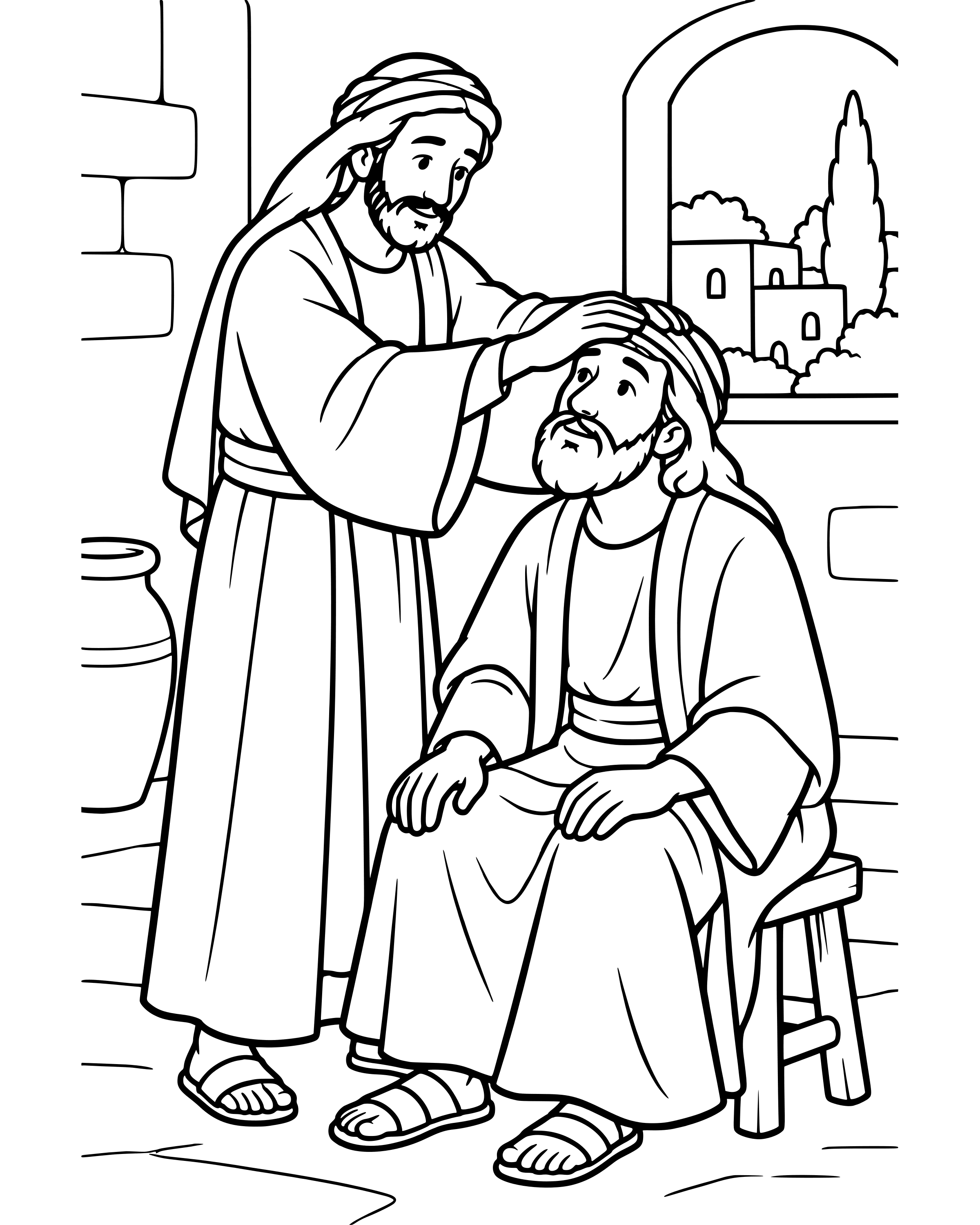 Simple Ananias Helps Saul coloring page