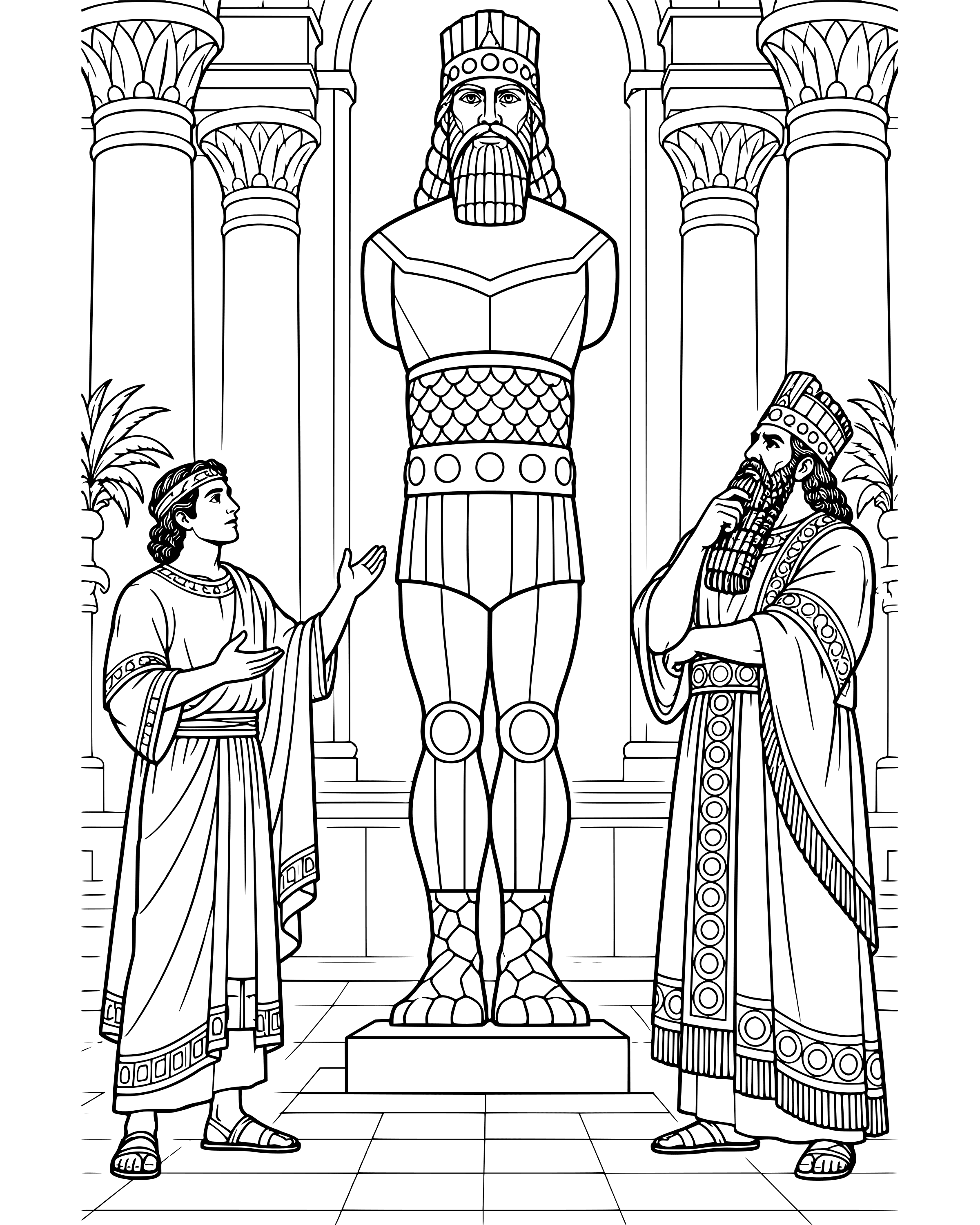 Detailed Daniel Explains the King's Dream coloring page