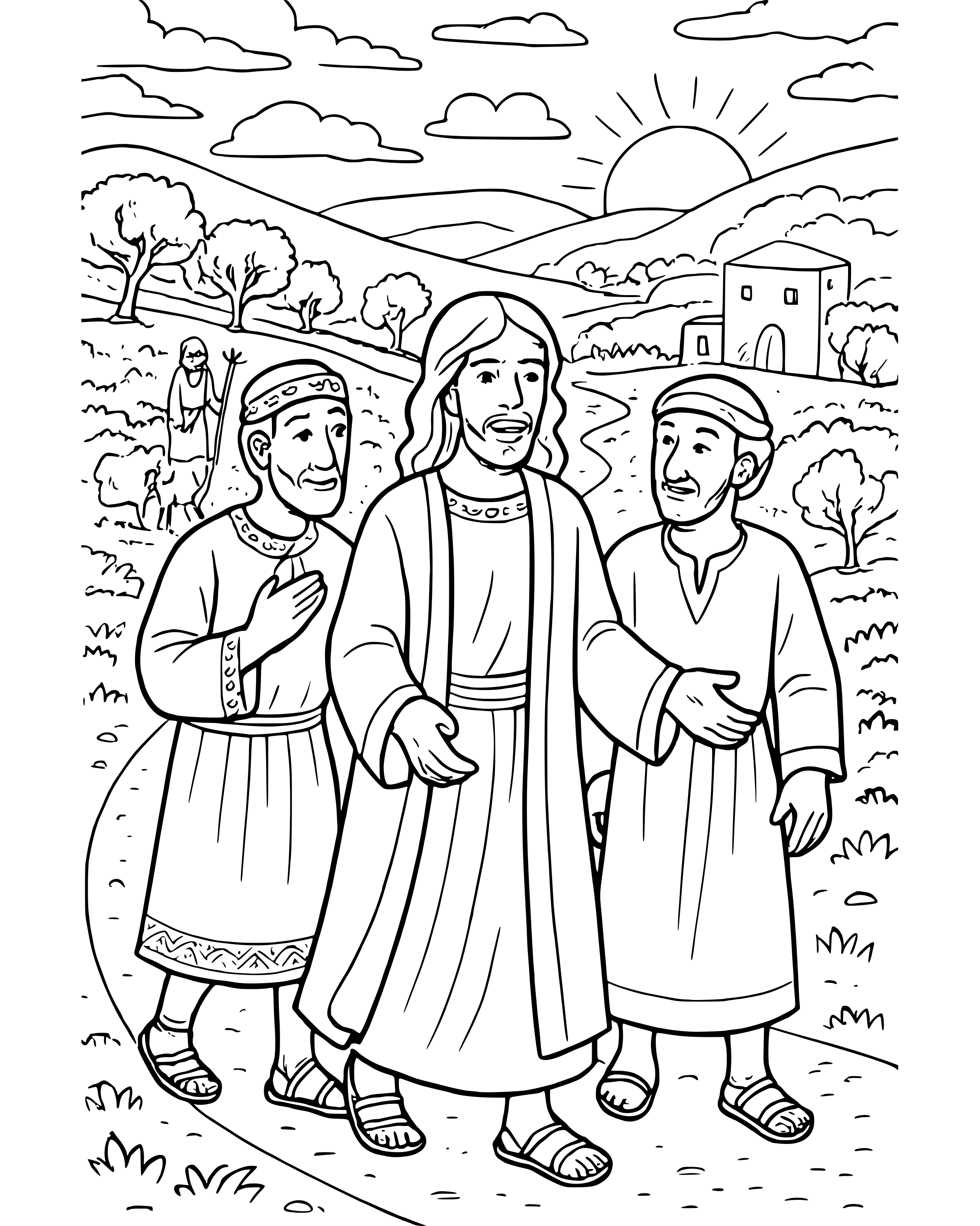 Detailed The Road to Emmaus coloring page