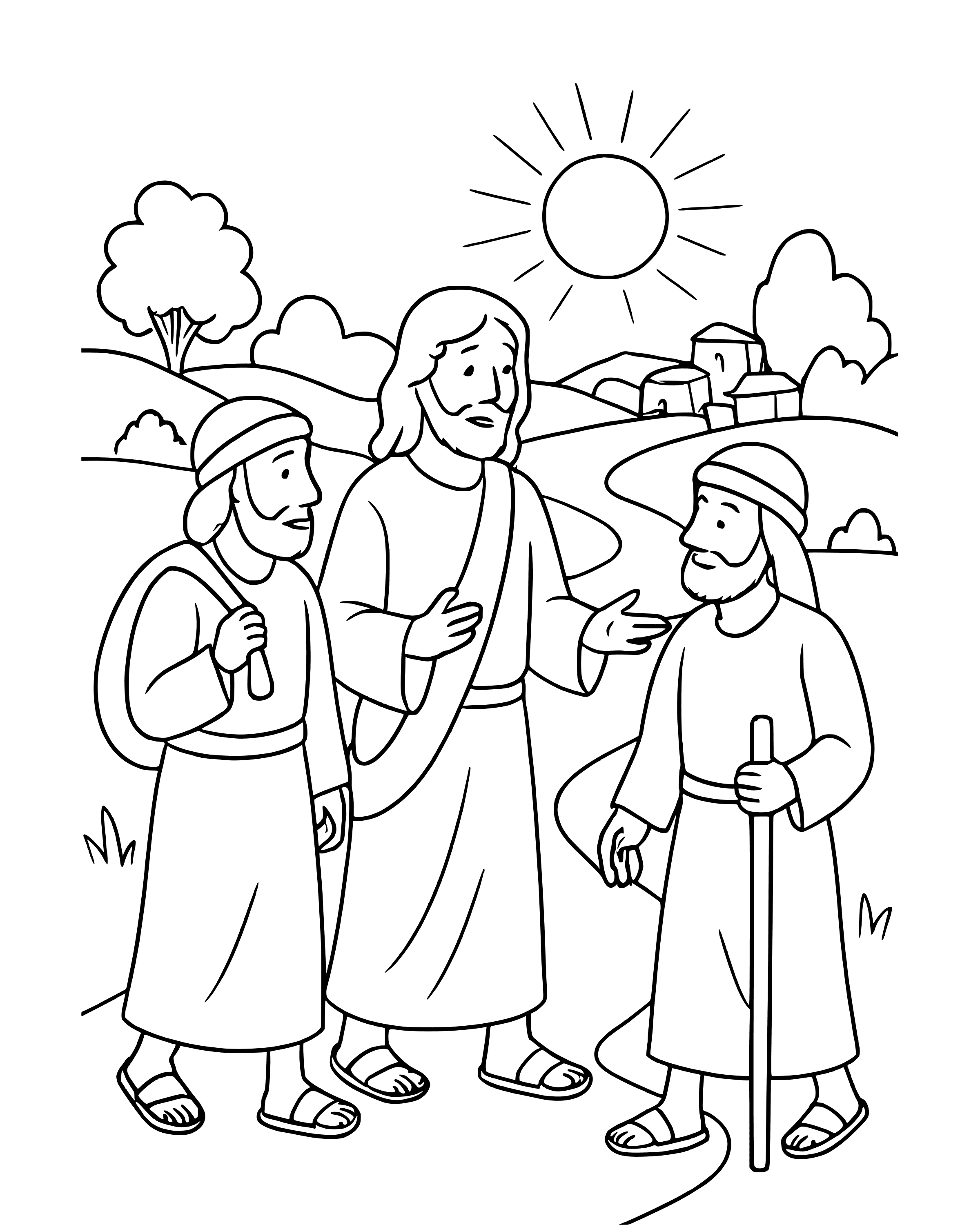 Simple The Road to Emmaus coloring page