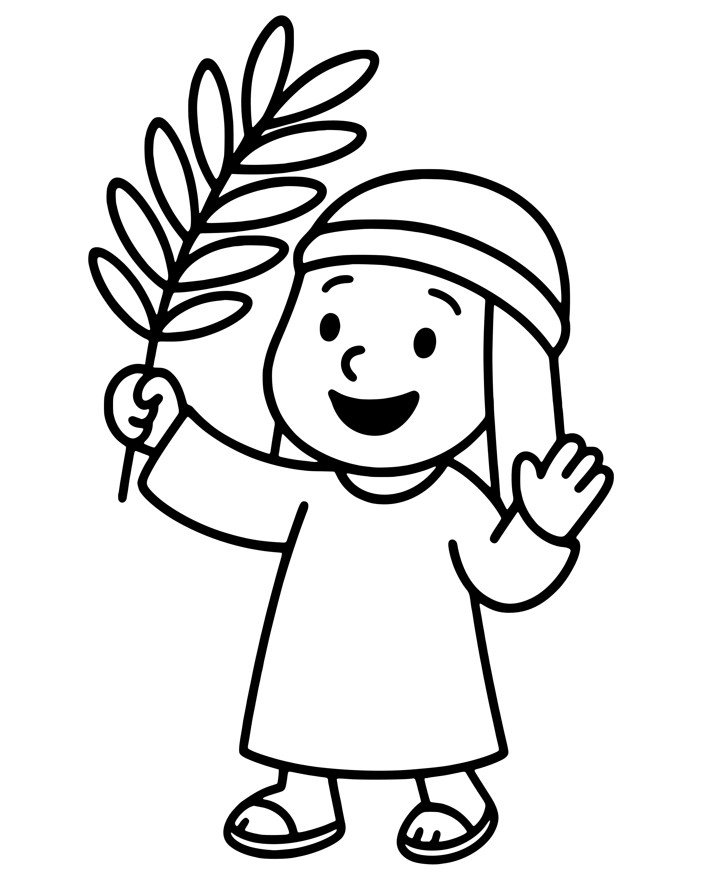 Easy Children Wave Palm Branches coloring page