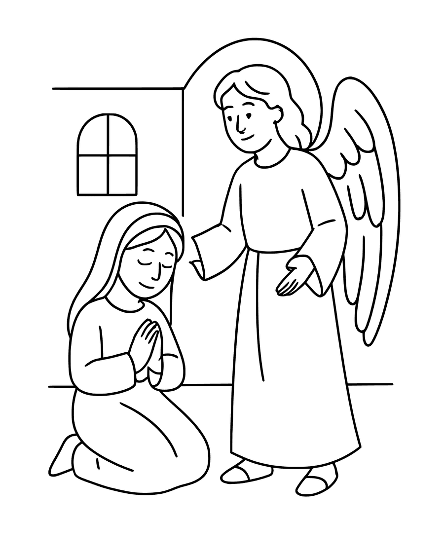 Simple Mary Says Yes to God coloring page
