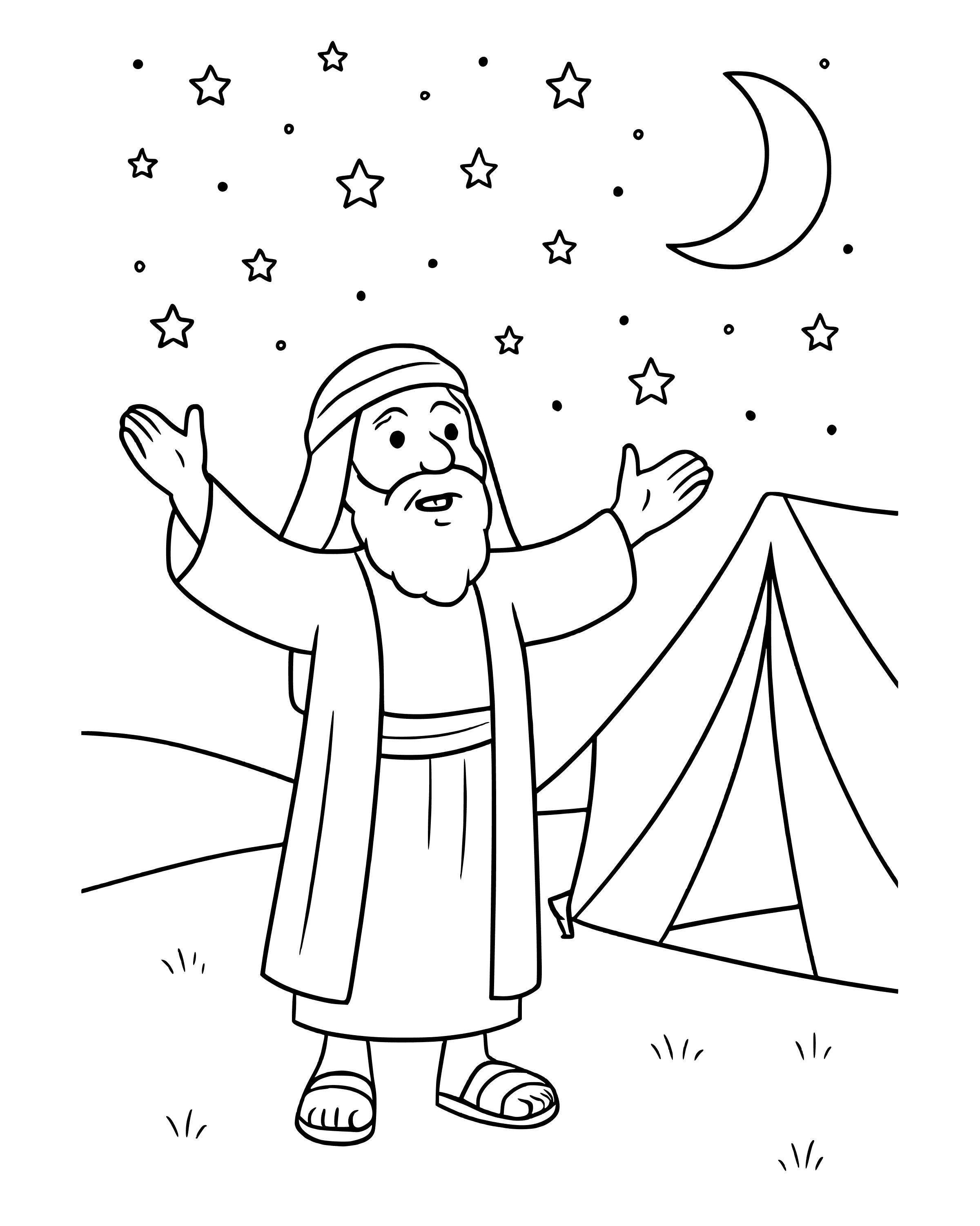 Simple Abraham Counts the Stars coloring page