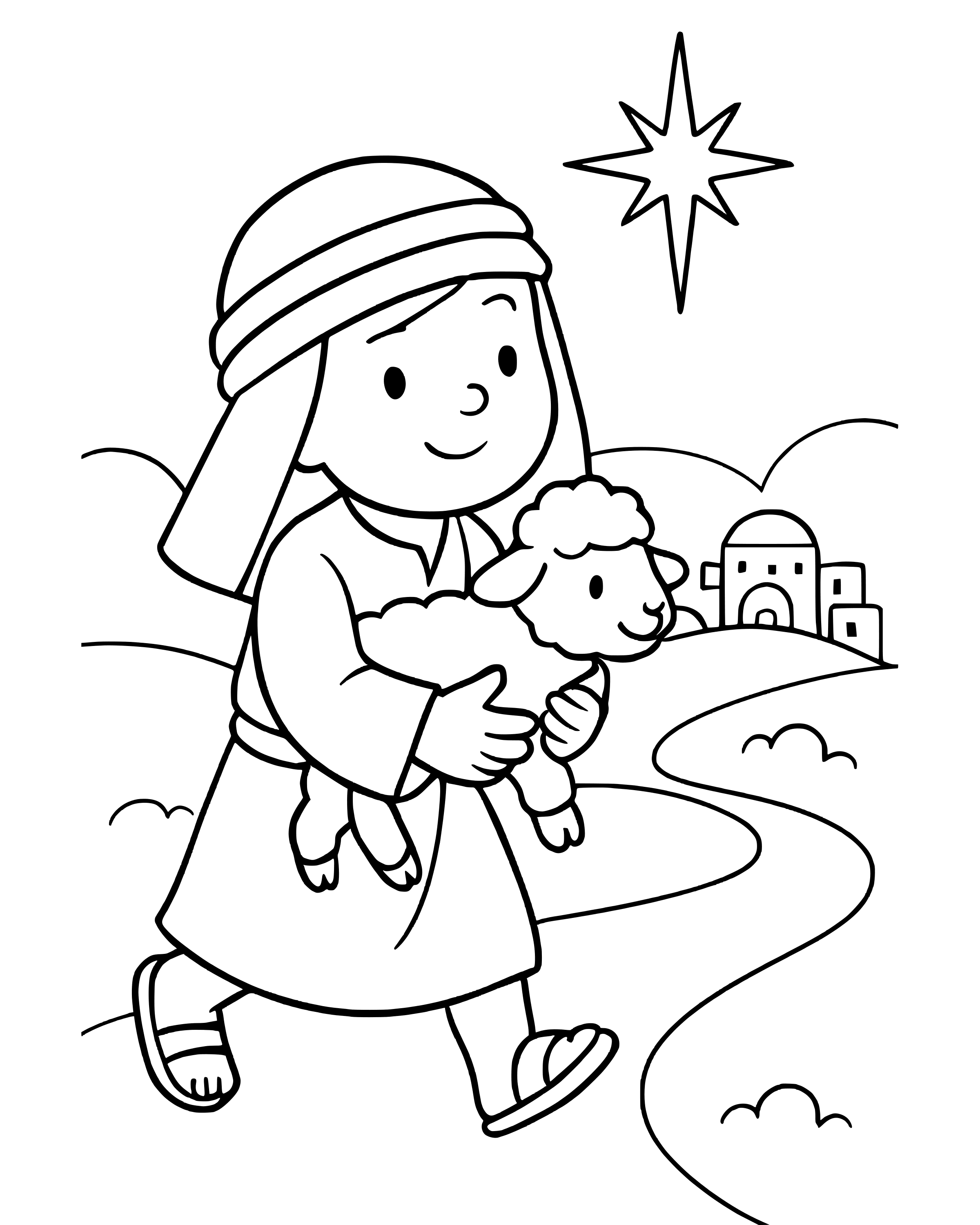 Simple The Shepherd Boy and His Lamb coloring page