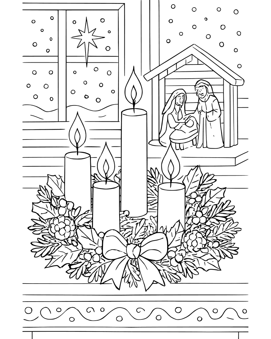 Detailed The Advent Wreath coloring page