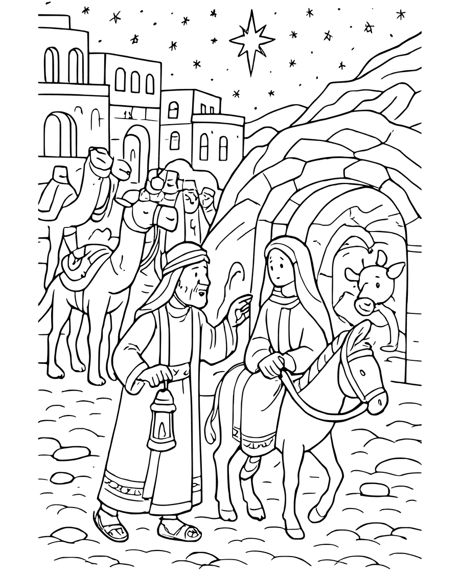 Detailed No Room at the Inn coloring page