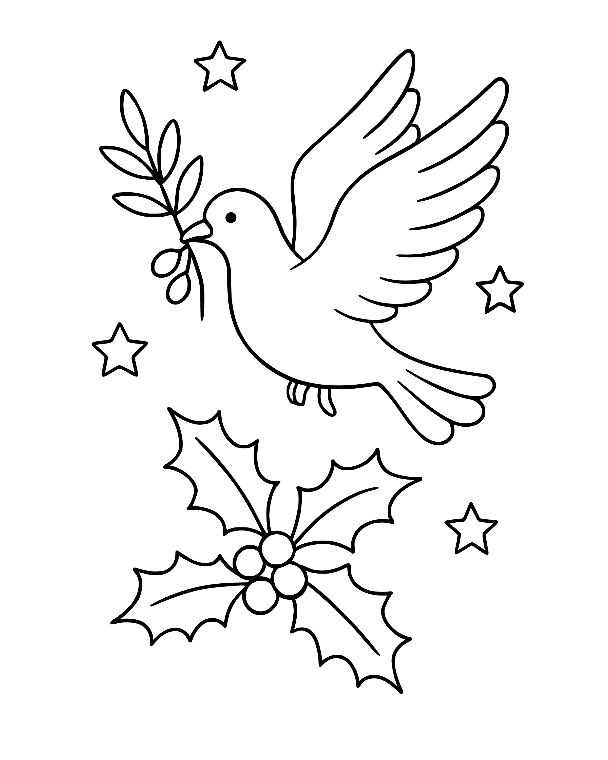 Simple Christmas Dove of Peace coloring page