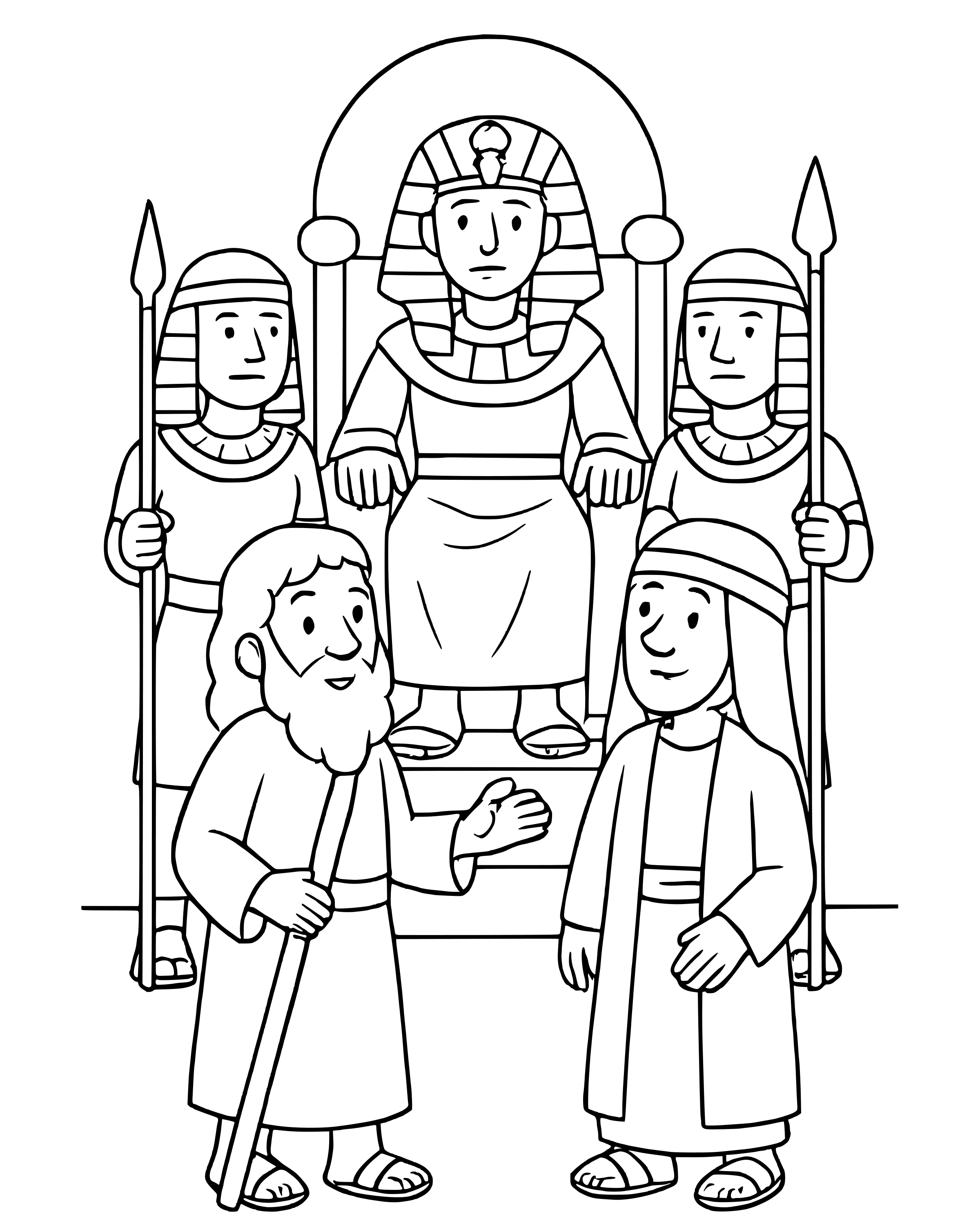Simple Moses and Aaron See Pharaoh coloring page
