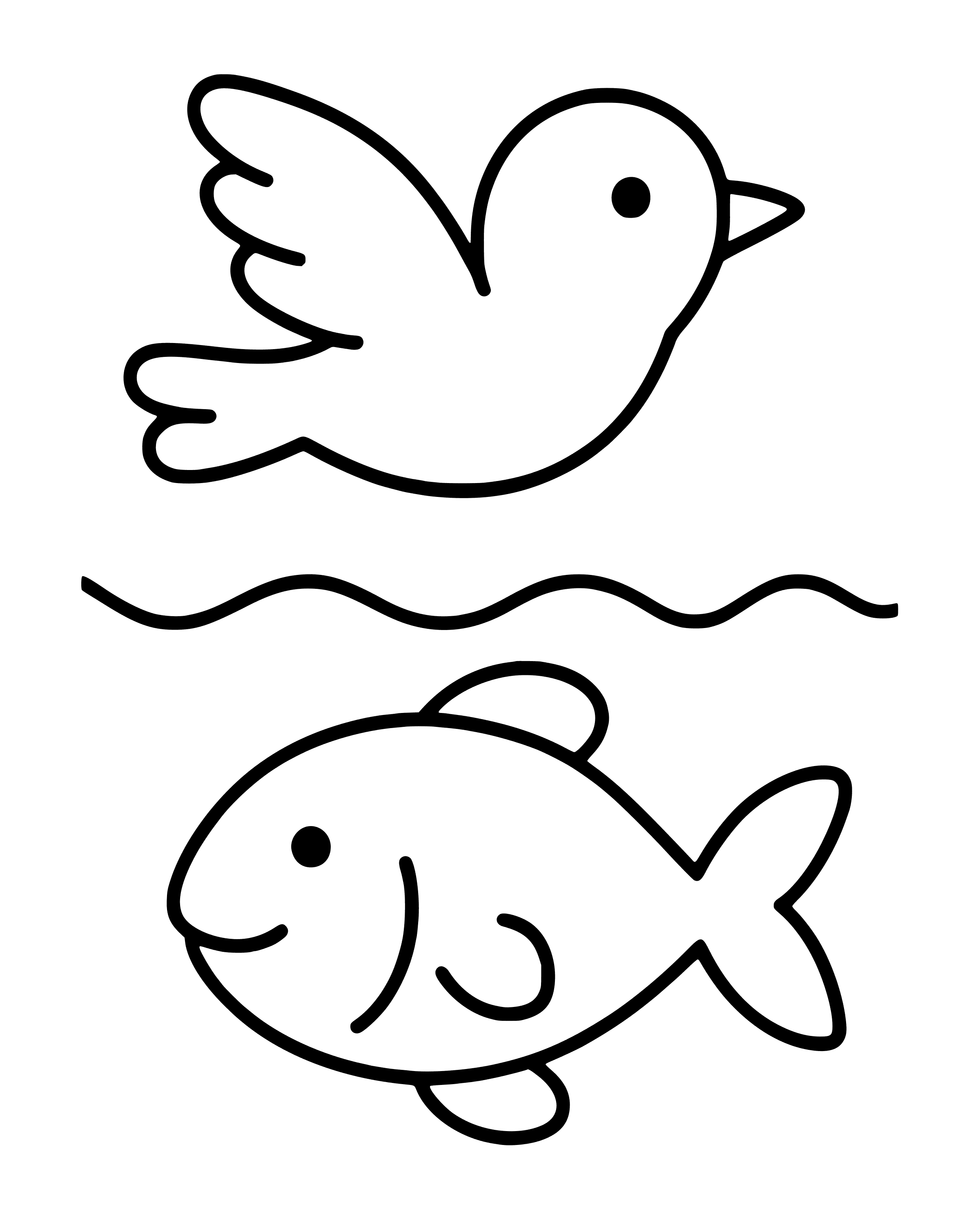 Easy Day 5: Fish and Birds coloring page