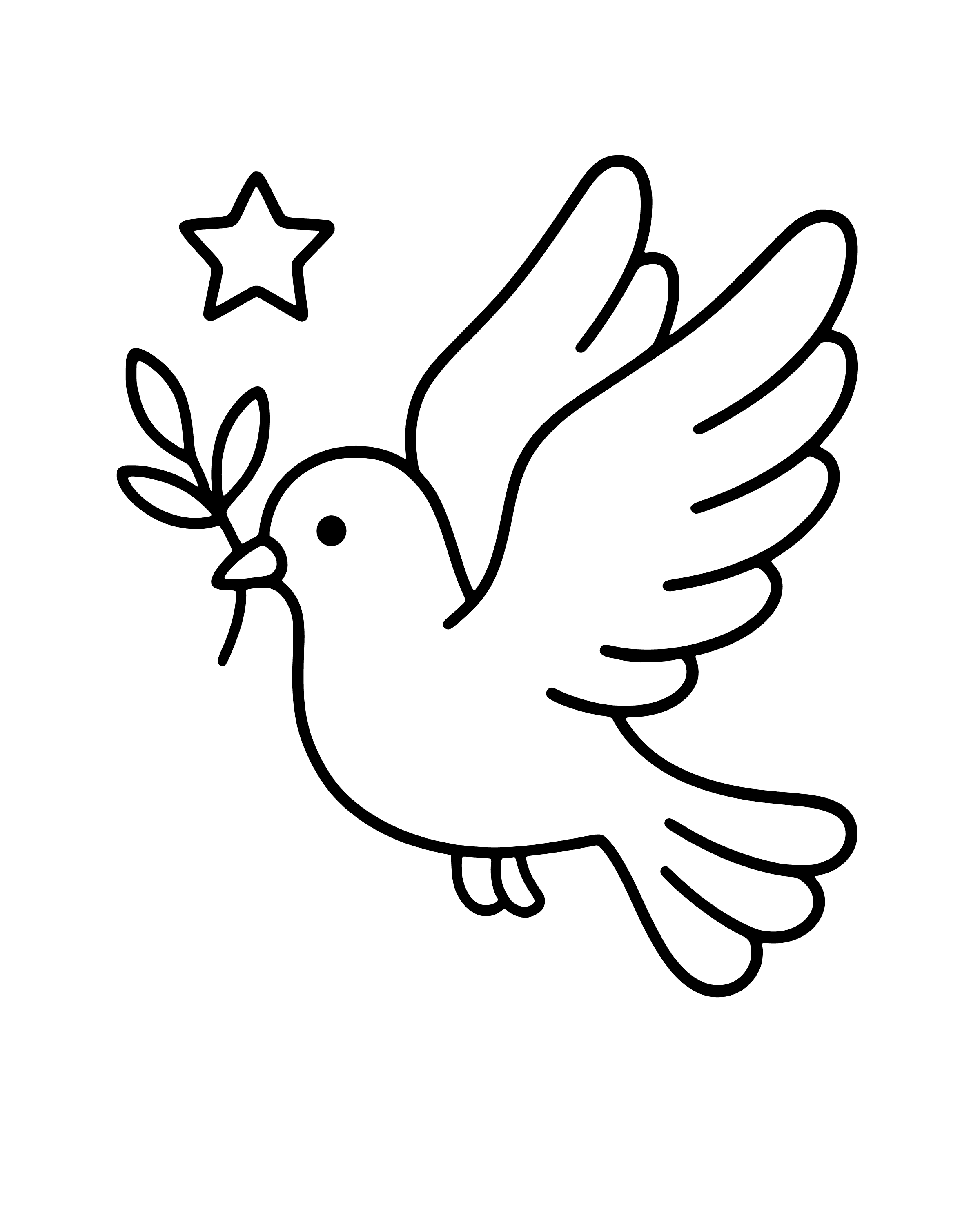 Easy Christmas Dove of Peace coloring page