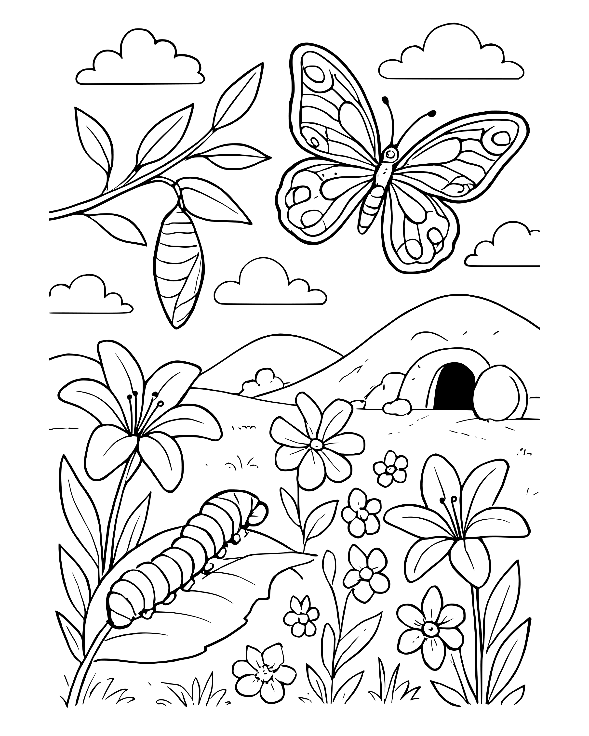 Detailed New Life Like a Butterfly coloring page