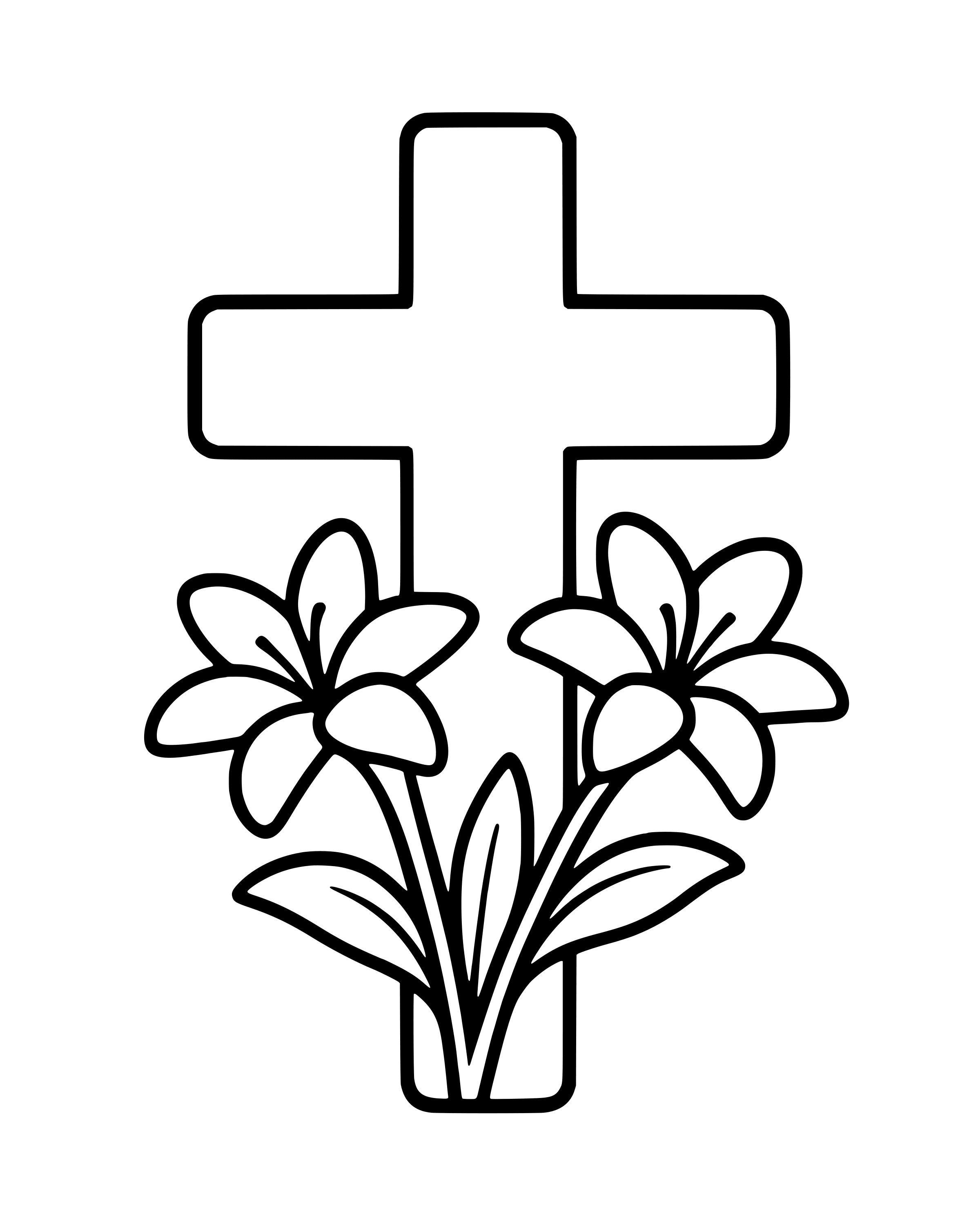 Easter Cross with Lilies – easy printable coloring page for ages 2–4