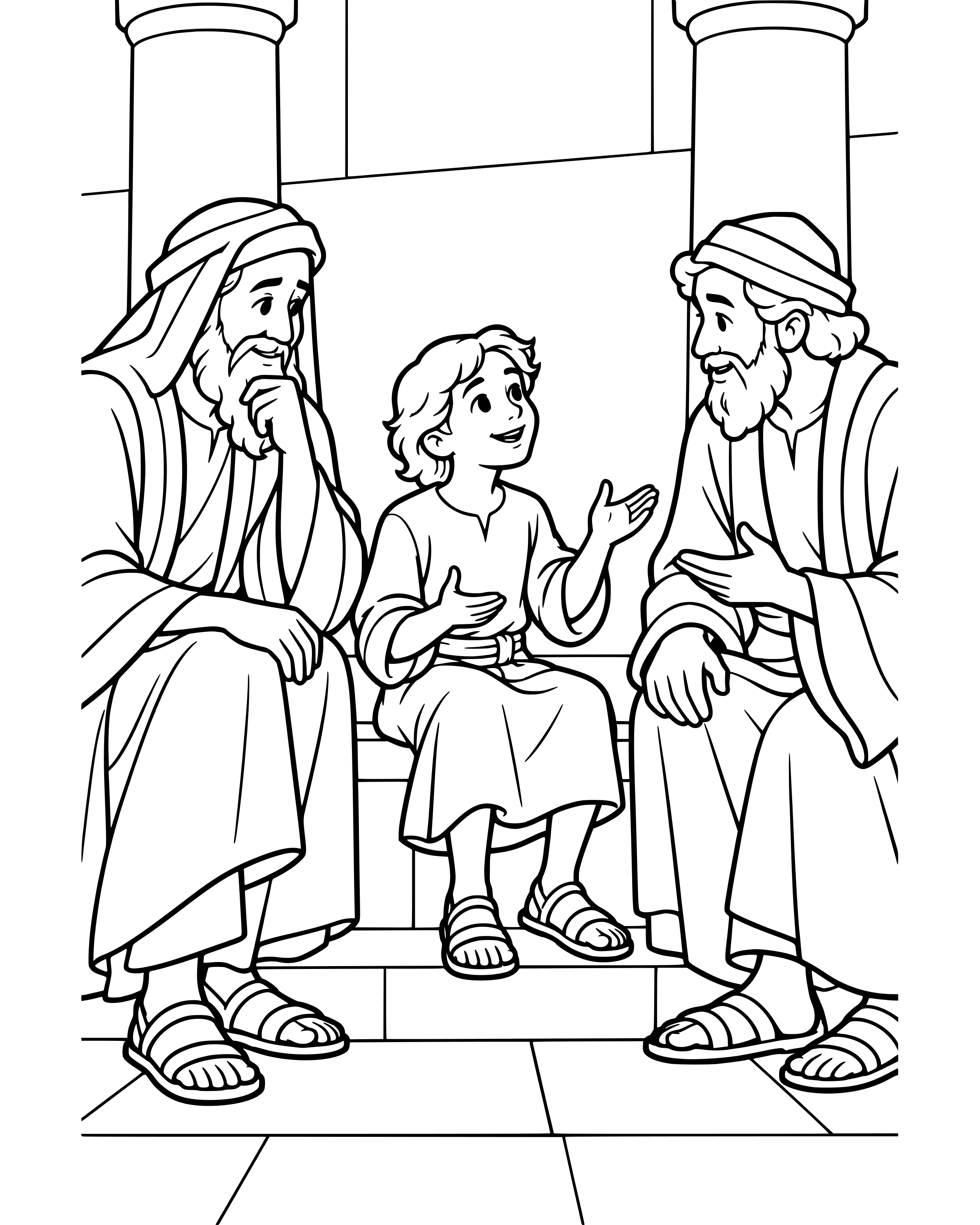 Simple Boy Jesus in the Temple coloring page