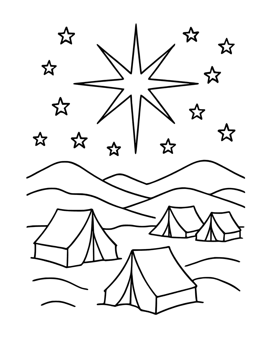 Simple A Star Will Come coloring page for ages 5–7