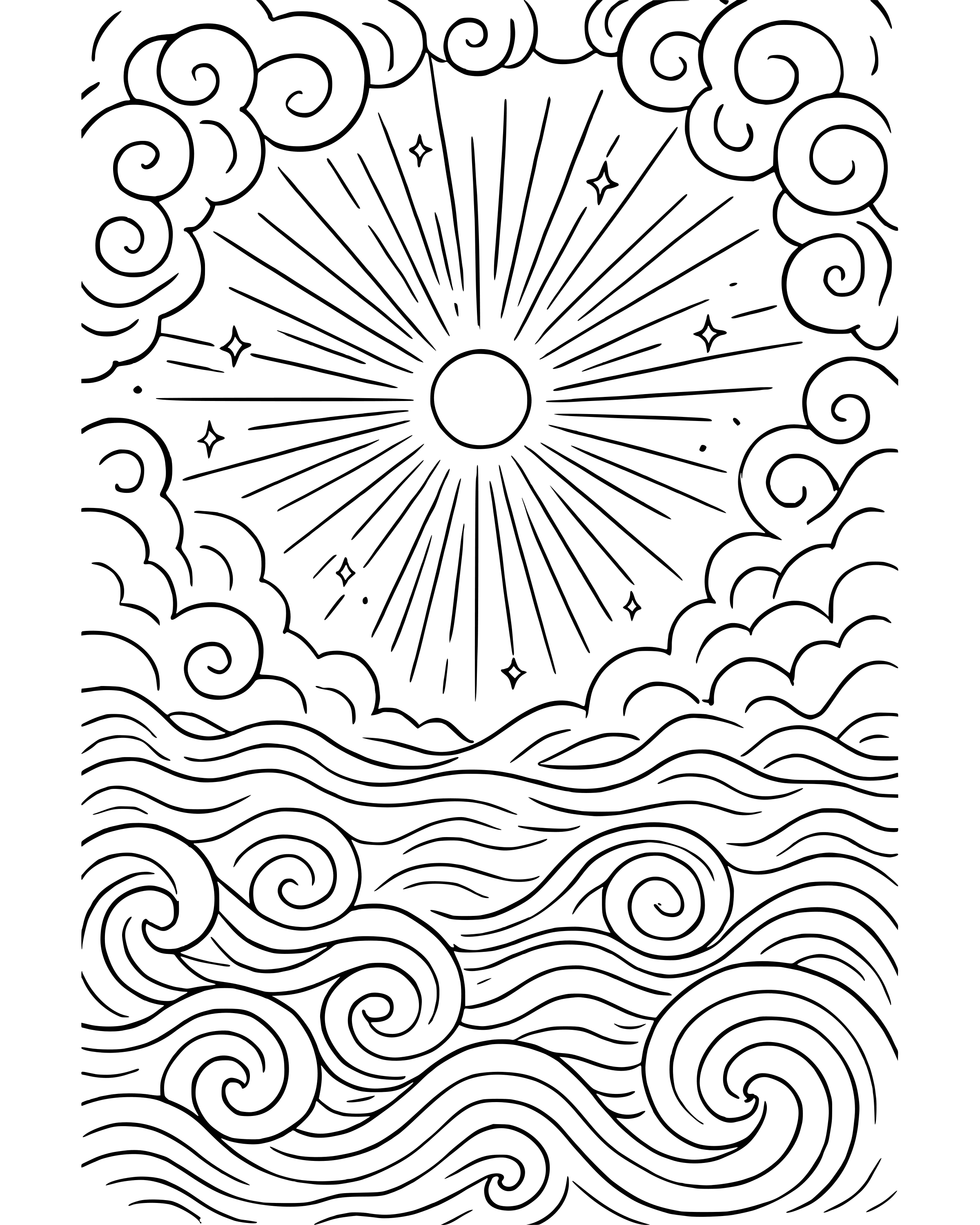 Detailed Day 1: God Makes Light coloring page