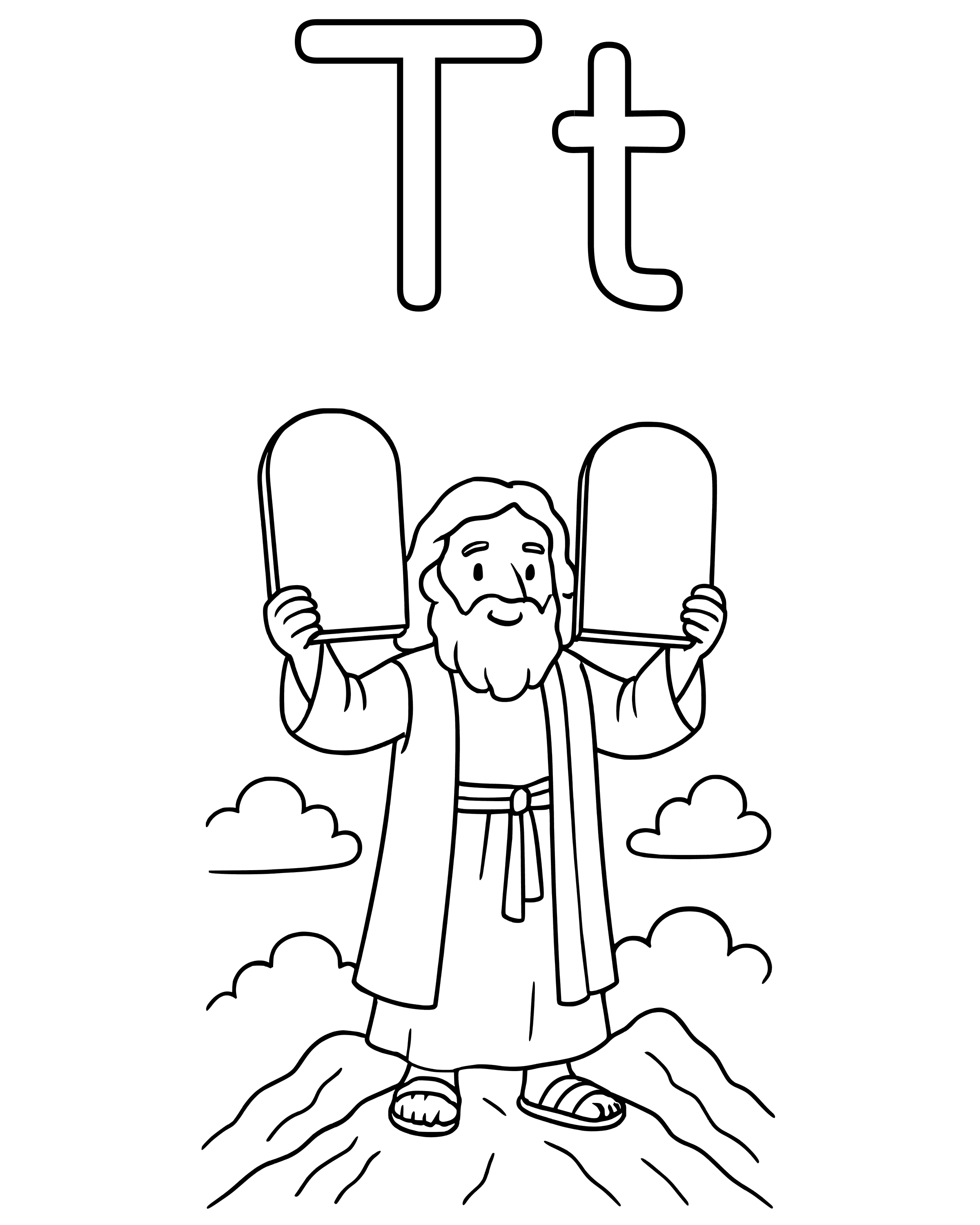 Simple T Is for Tablets of Stone coloring page