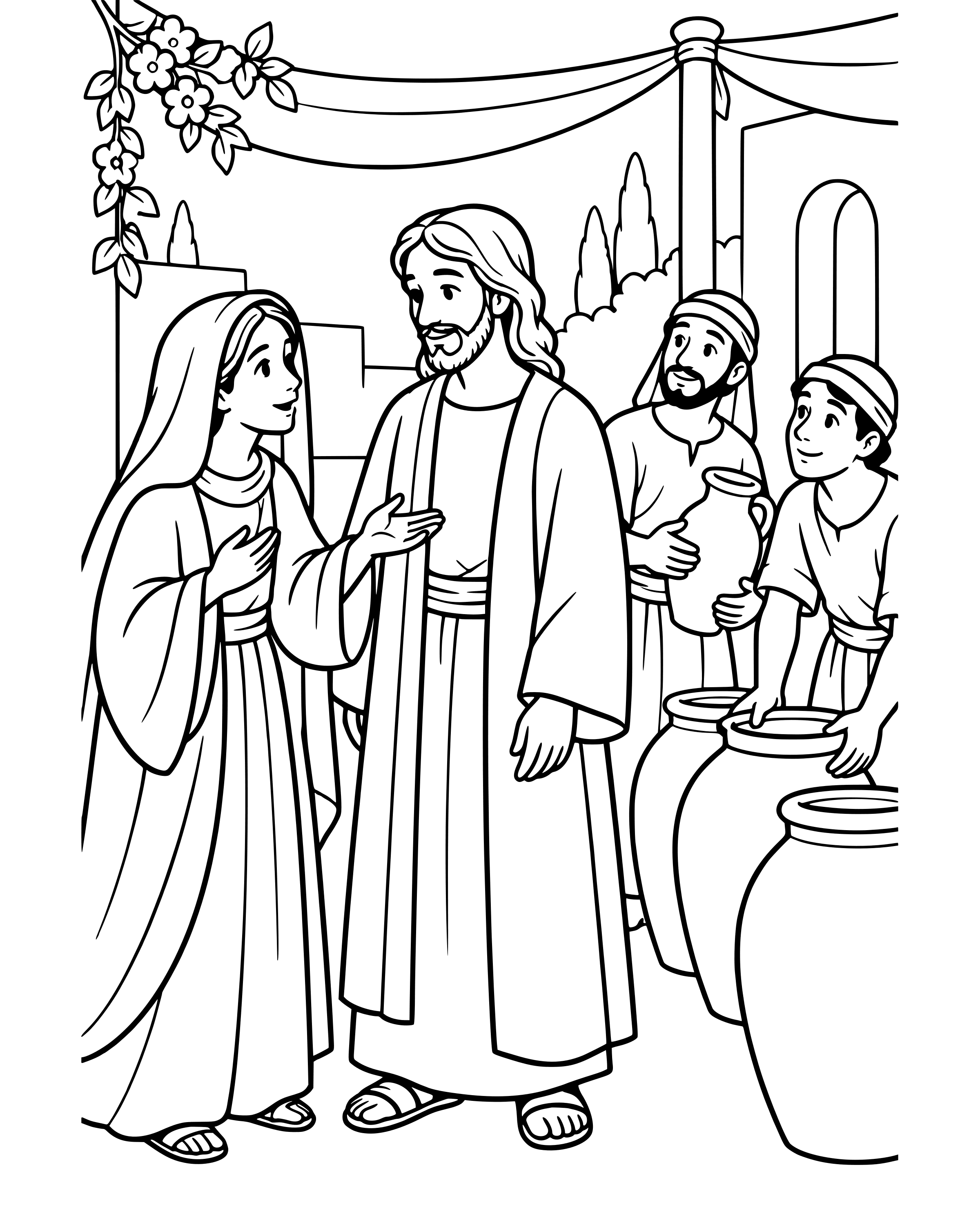 Simple The Wedding at Cana coloring page