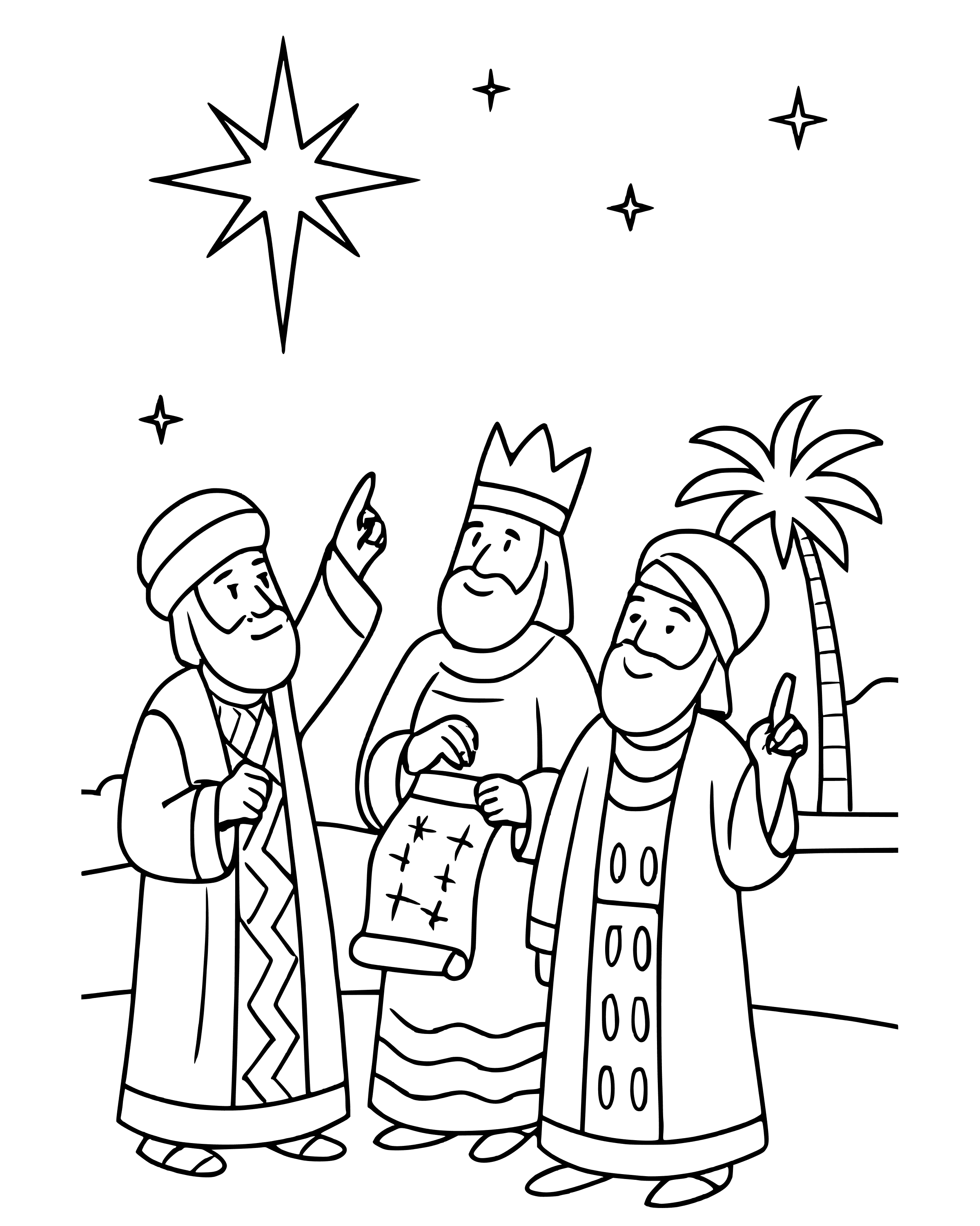 Simple The Wise Men See the Star coloring page