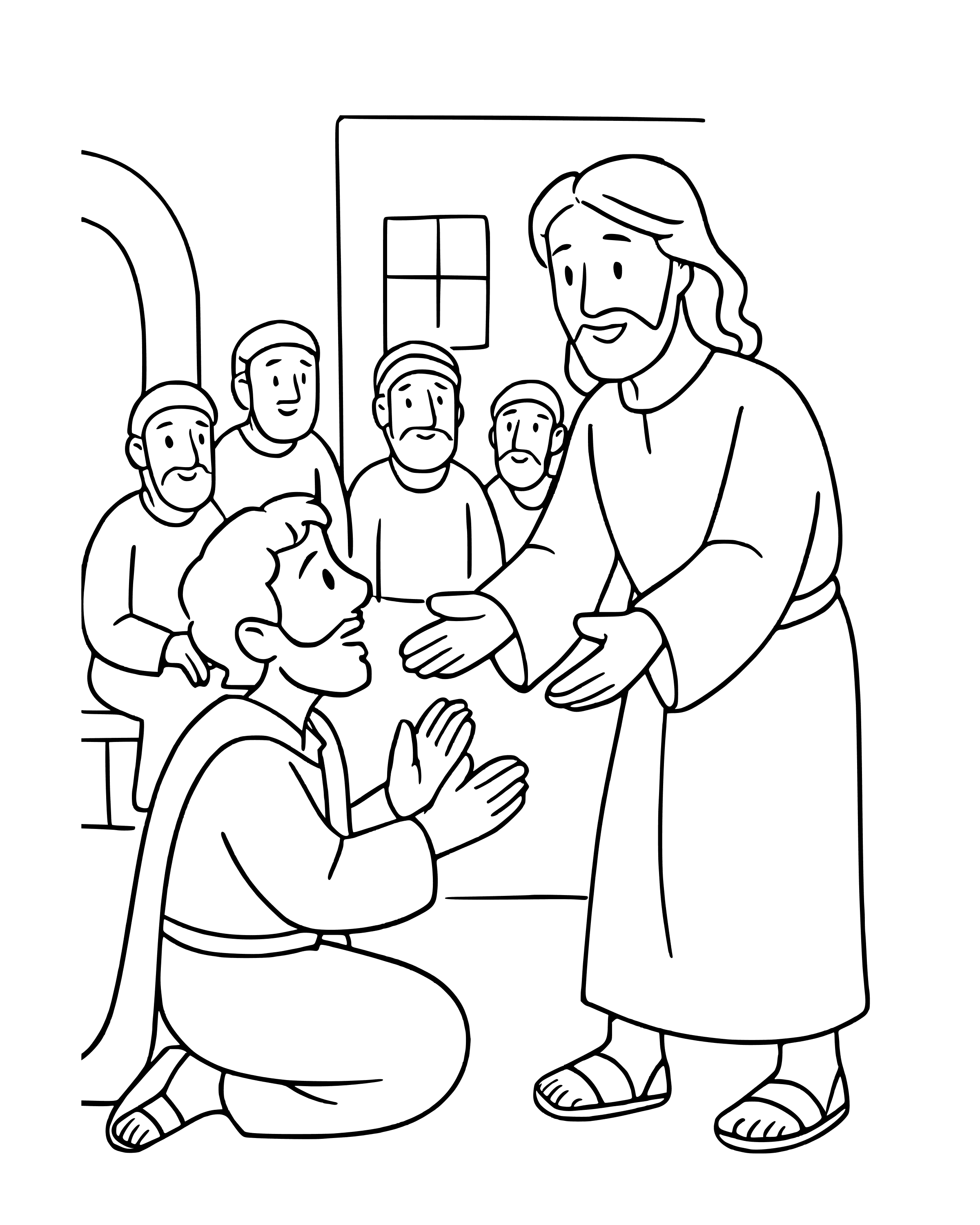 Simple Jesus and Thomas coloring page