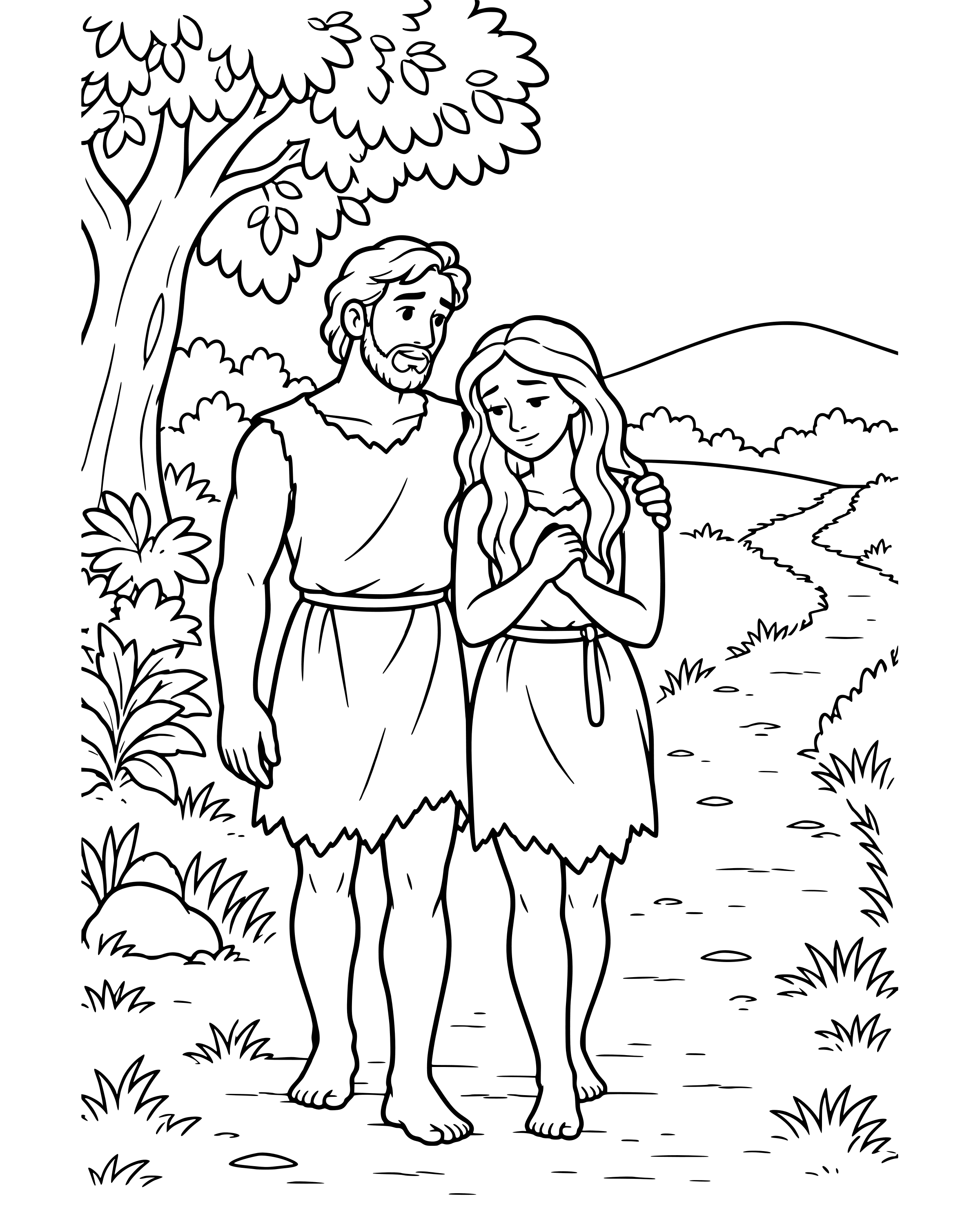 Simple God Still Cares for Adam and Eve coloring page