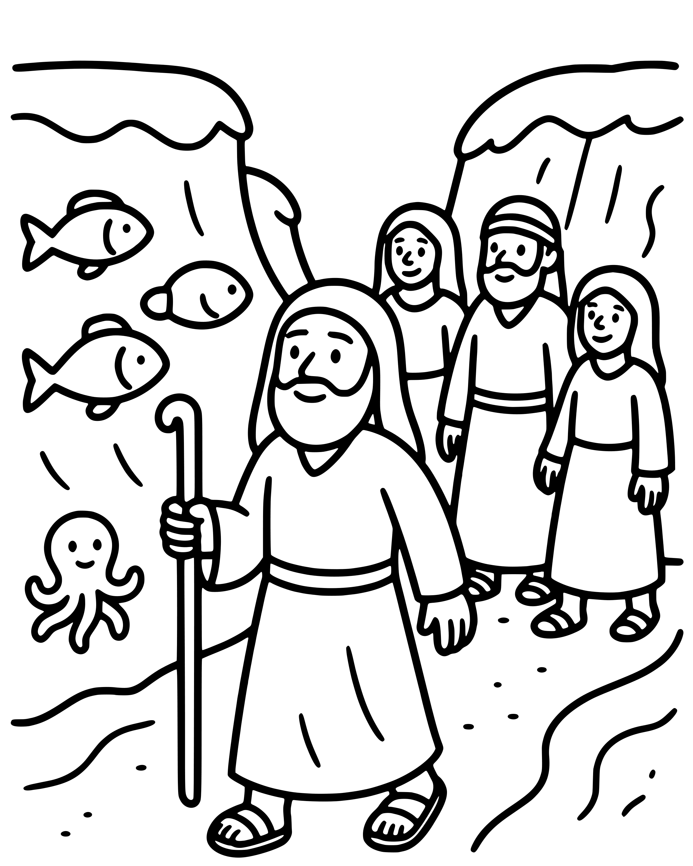 Easy Walking Through the Red Sea coloring page