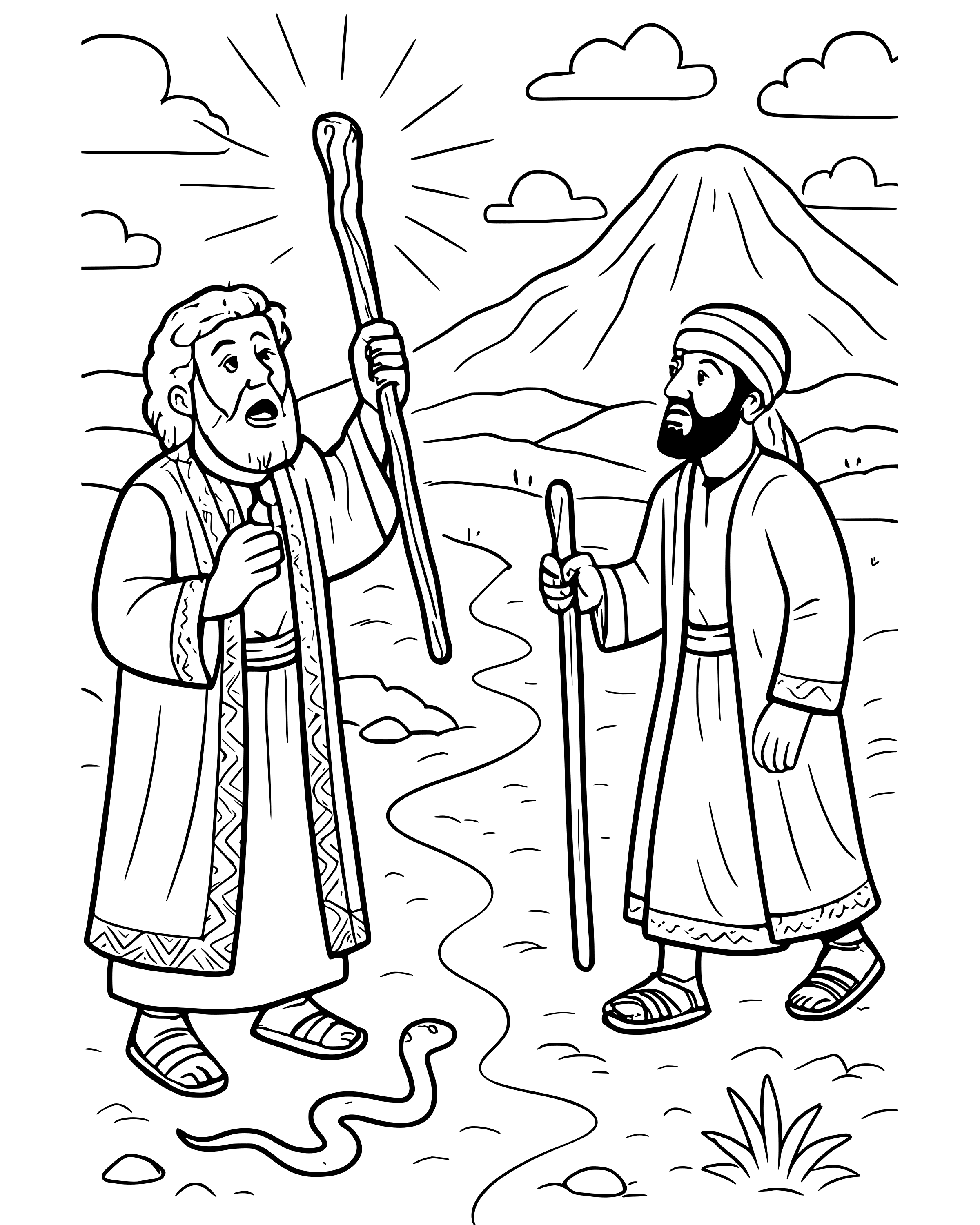Detailed God Sends Moses coloring page