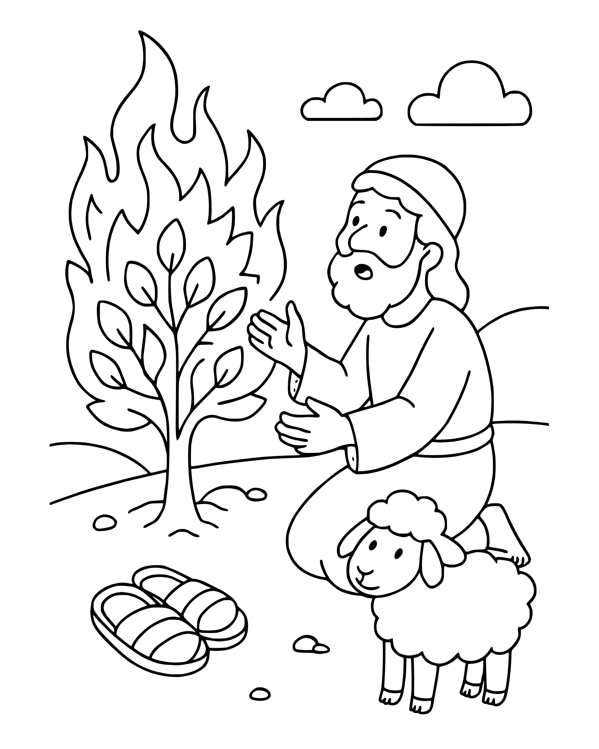 Simple The Burning Bush coloring page