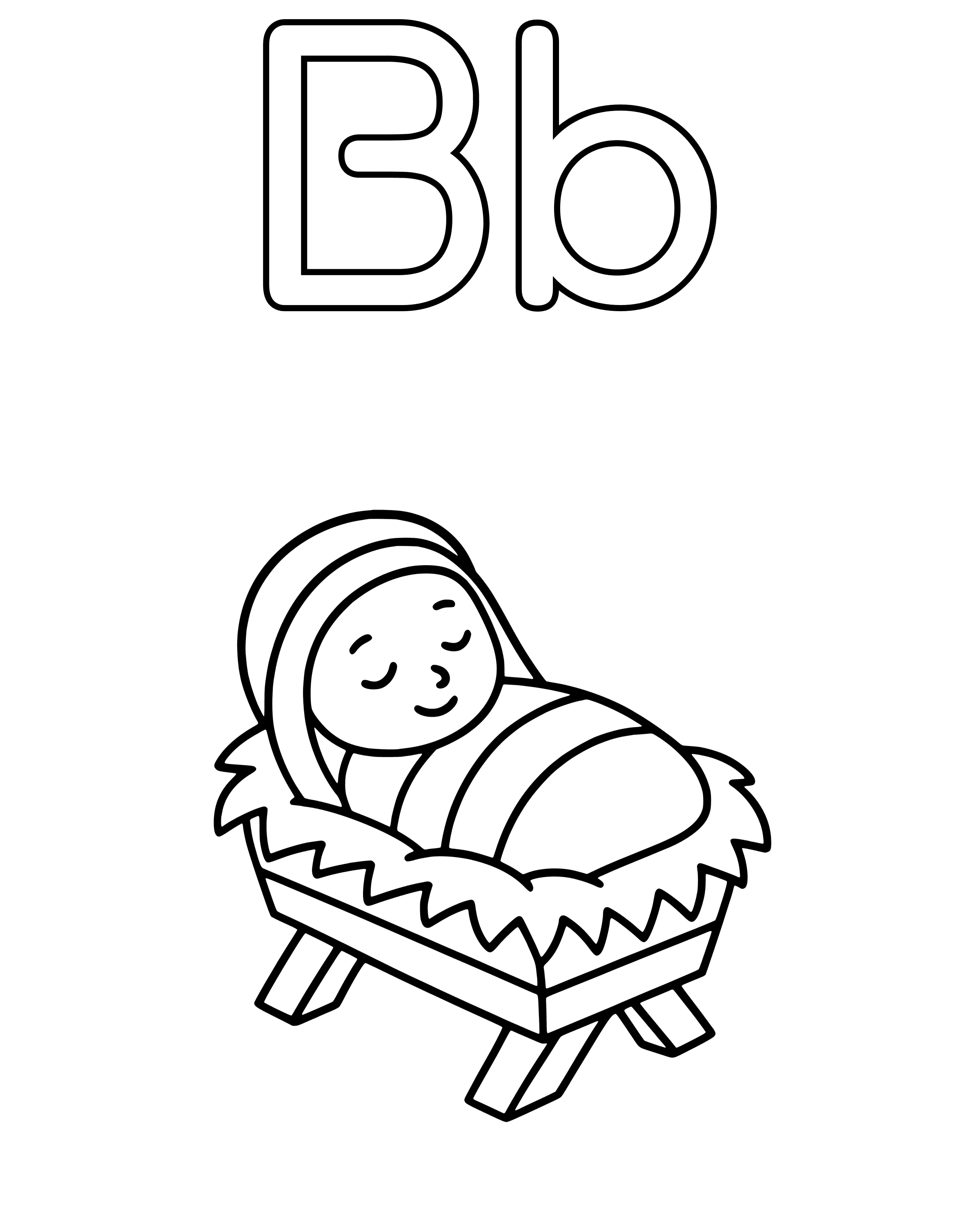 Easy B Is for Baby Jesus coloring page