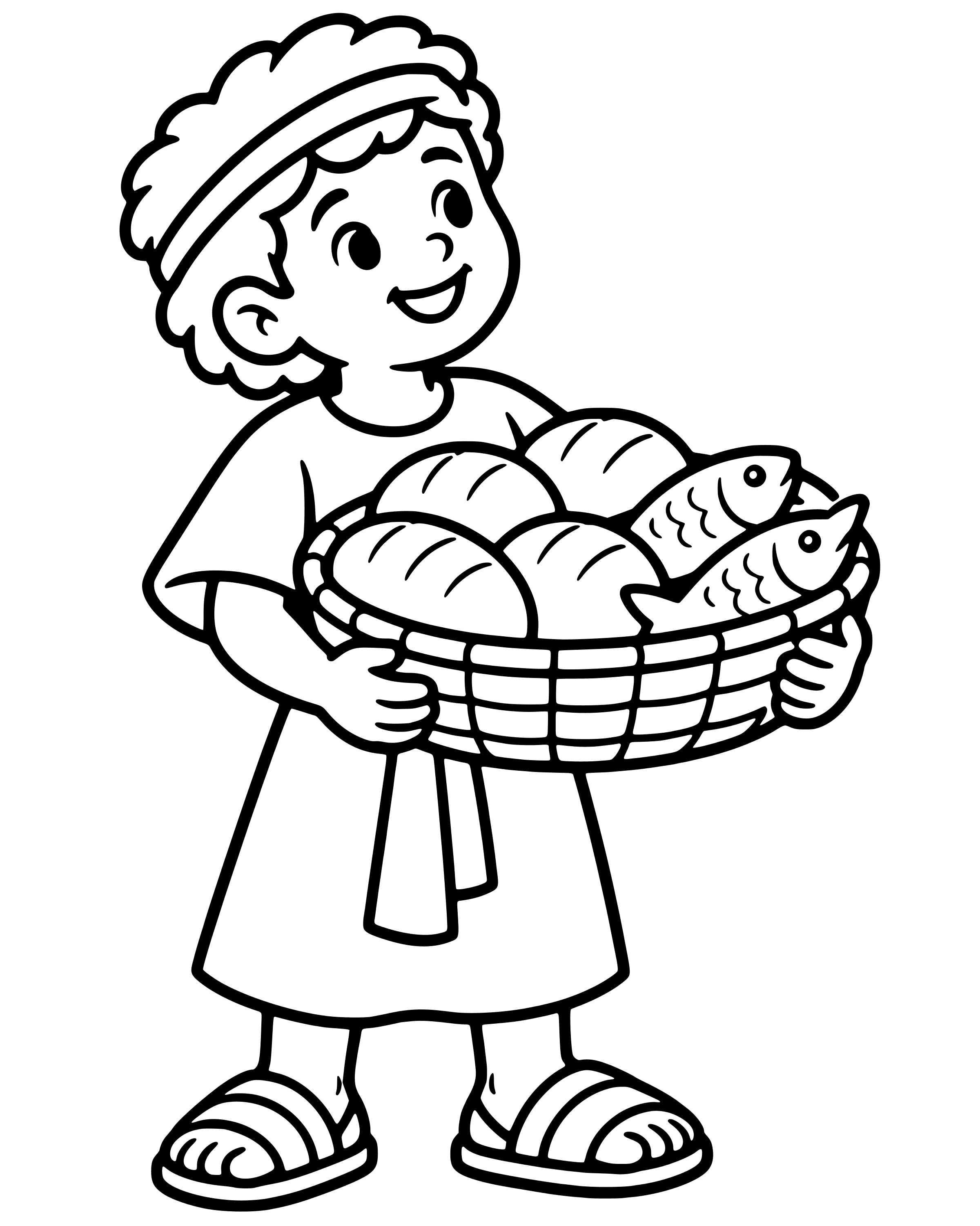 Easy A Boy Shares His Lunch coloring page
