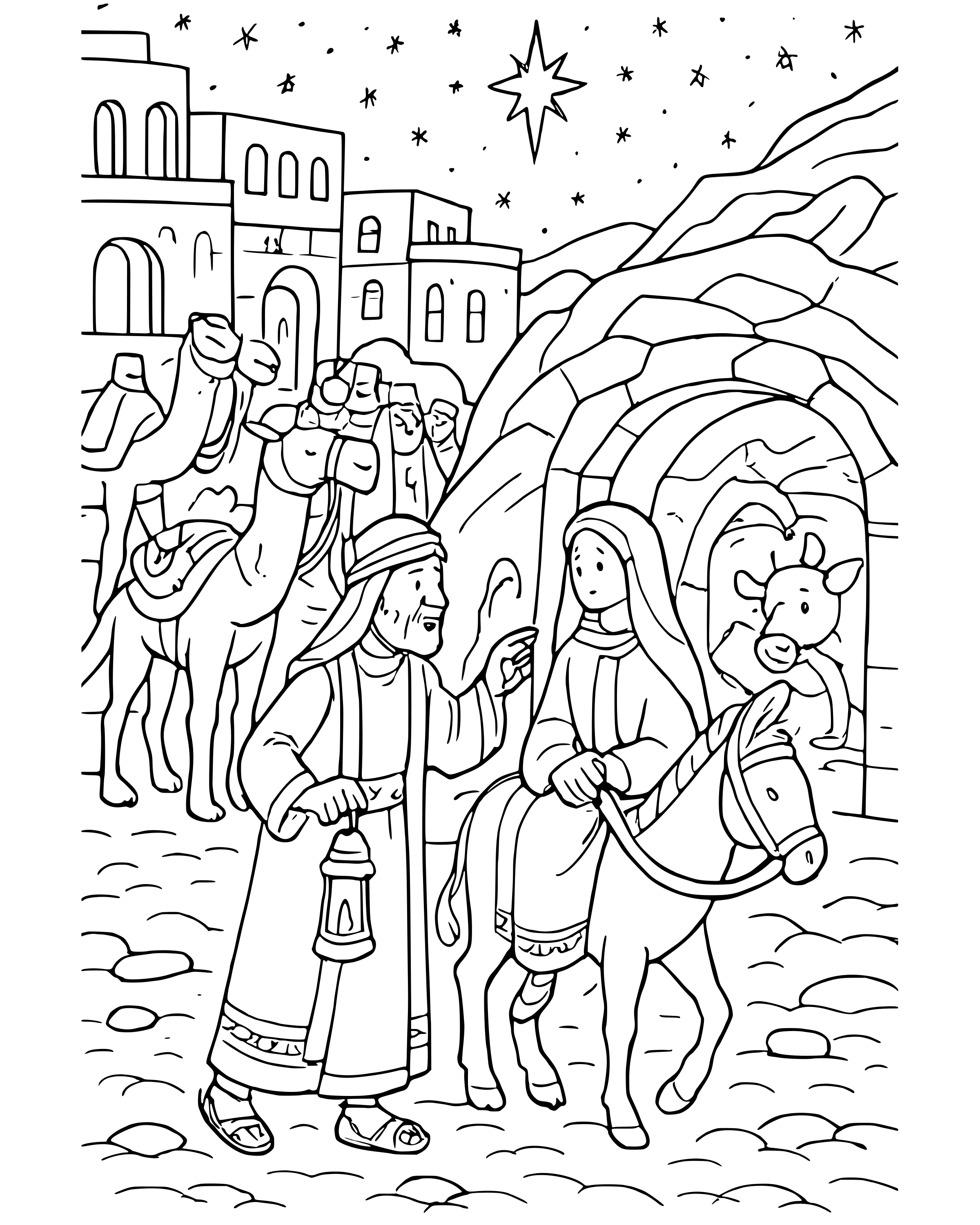 Detailed No Room at the Inn coloring page