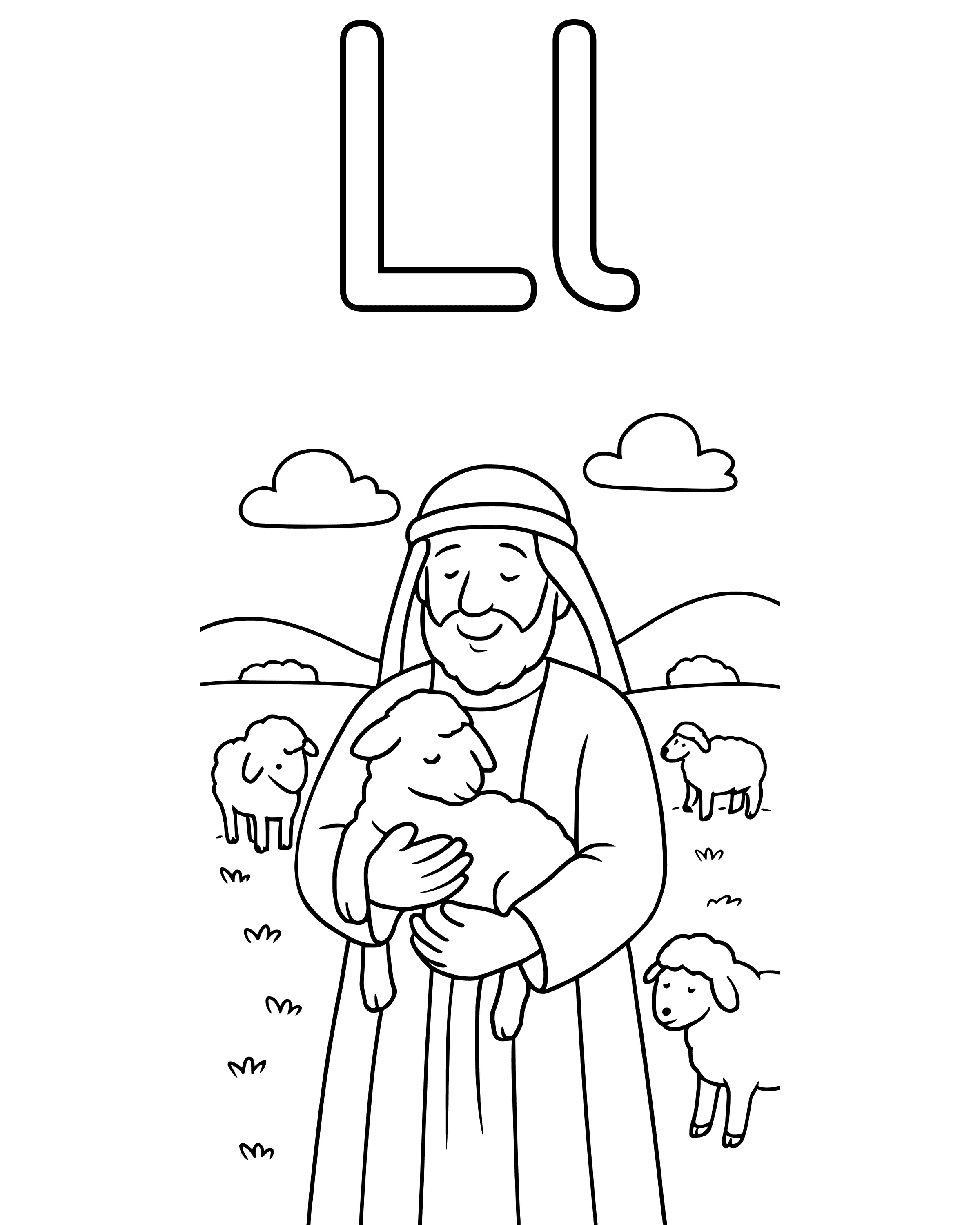 Simple L Is for Lamb coloring page