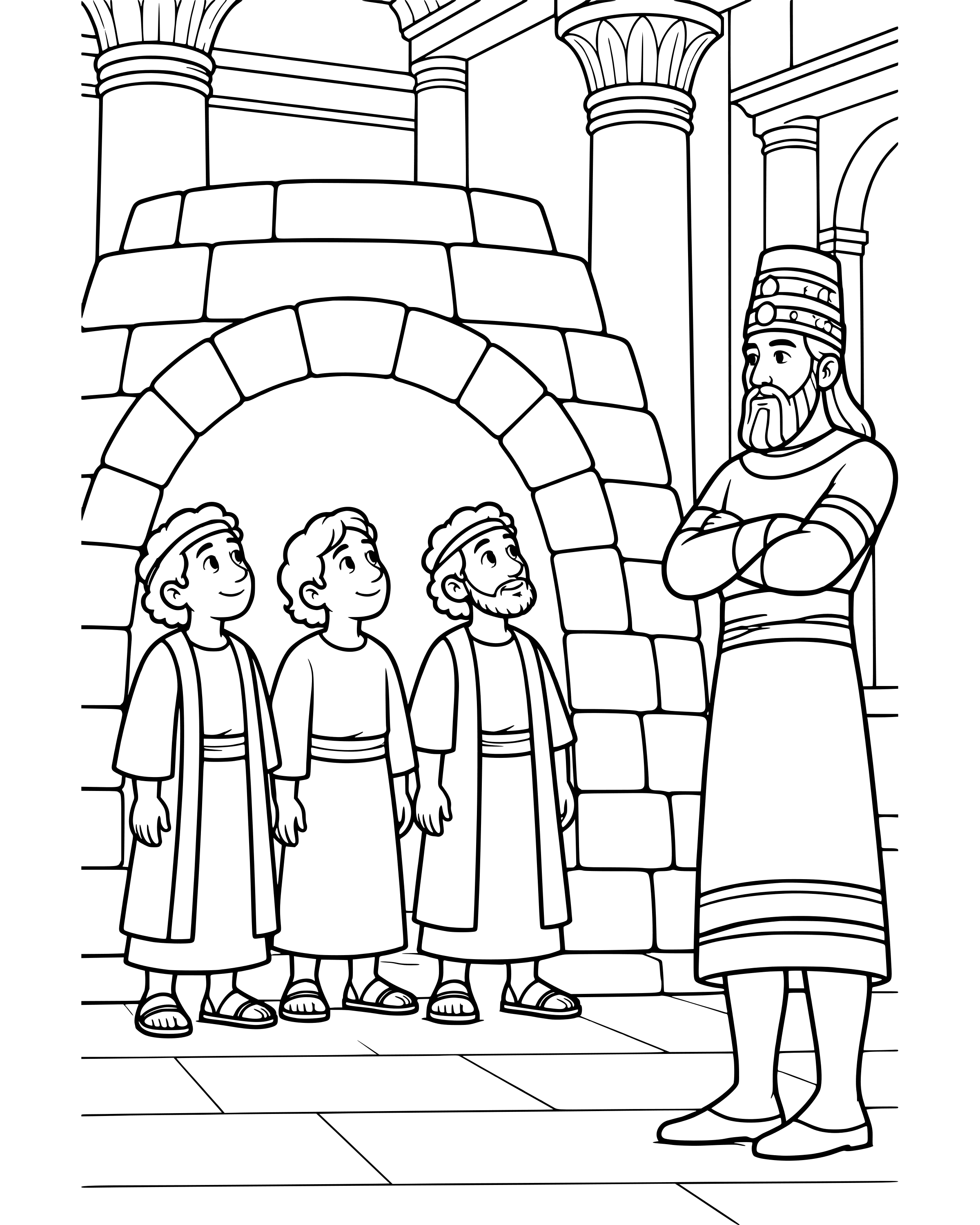 Detailed Out of the Fiery Furnace coloring page