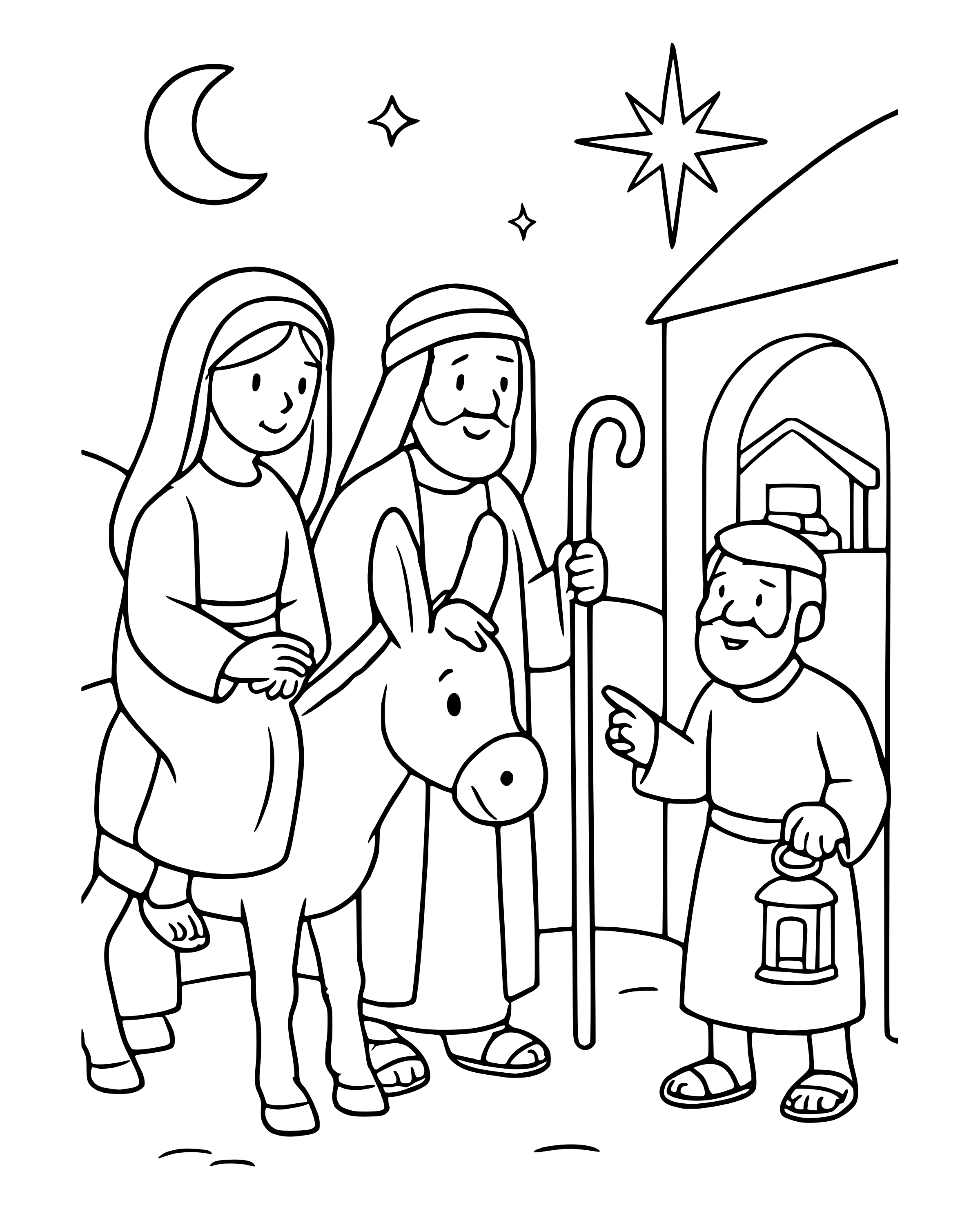 Simple No Room at the Inn coloring page