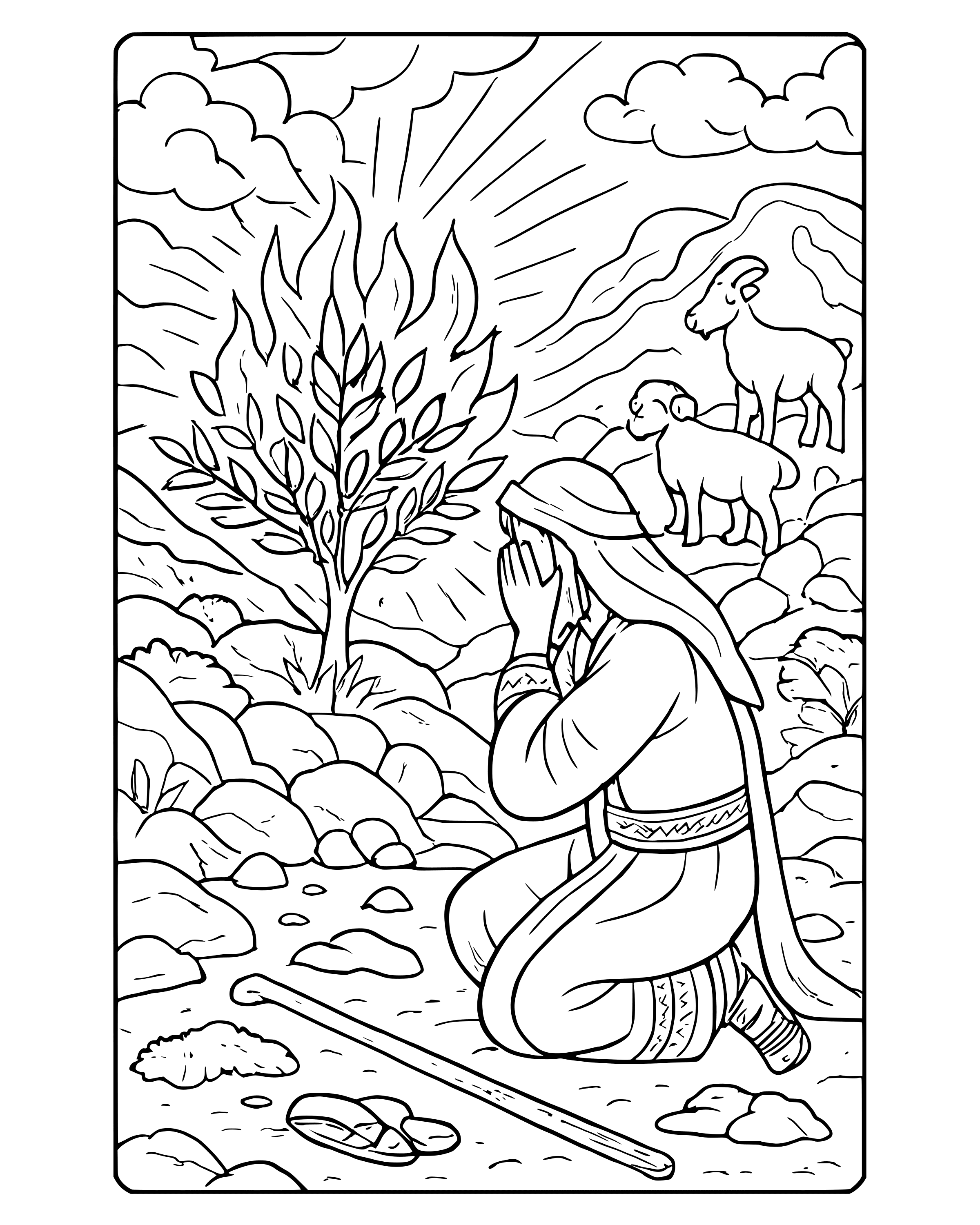 Detailed The Burning Bush coloring page