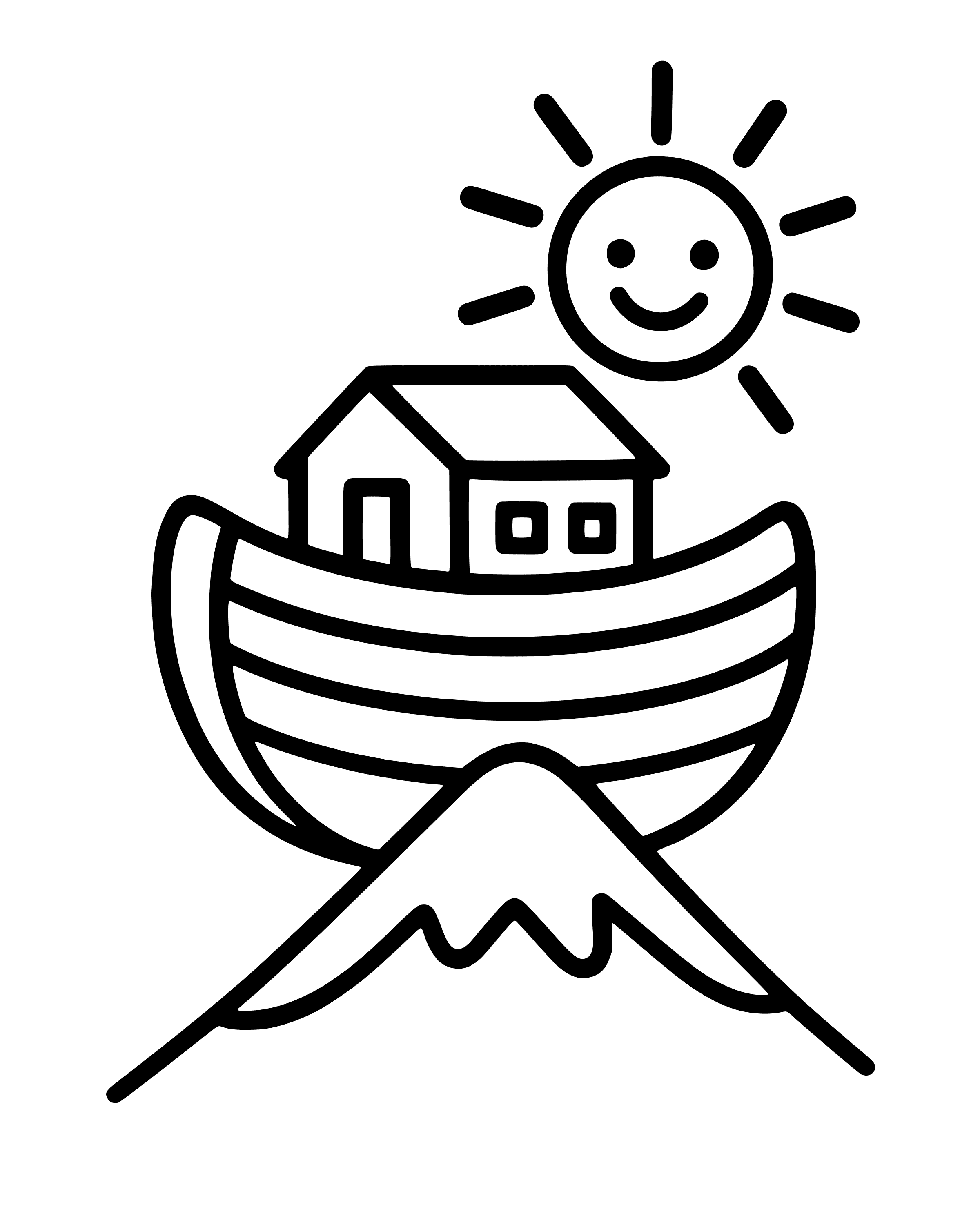 The Ark Rests on the Mountain – easy printable coloring page for ages 2–4