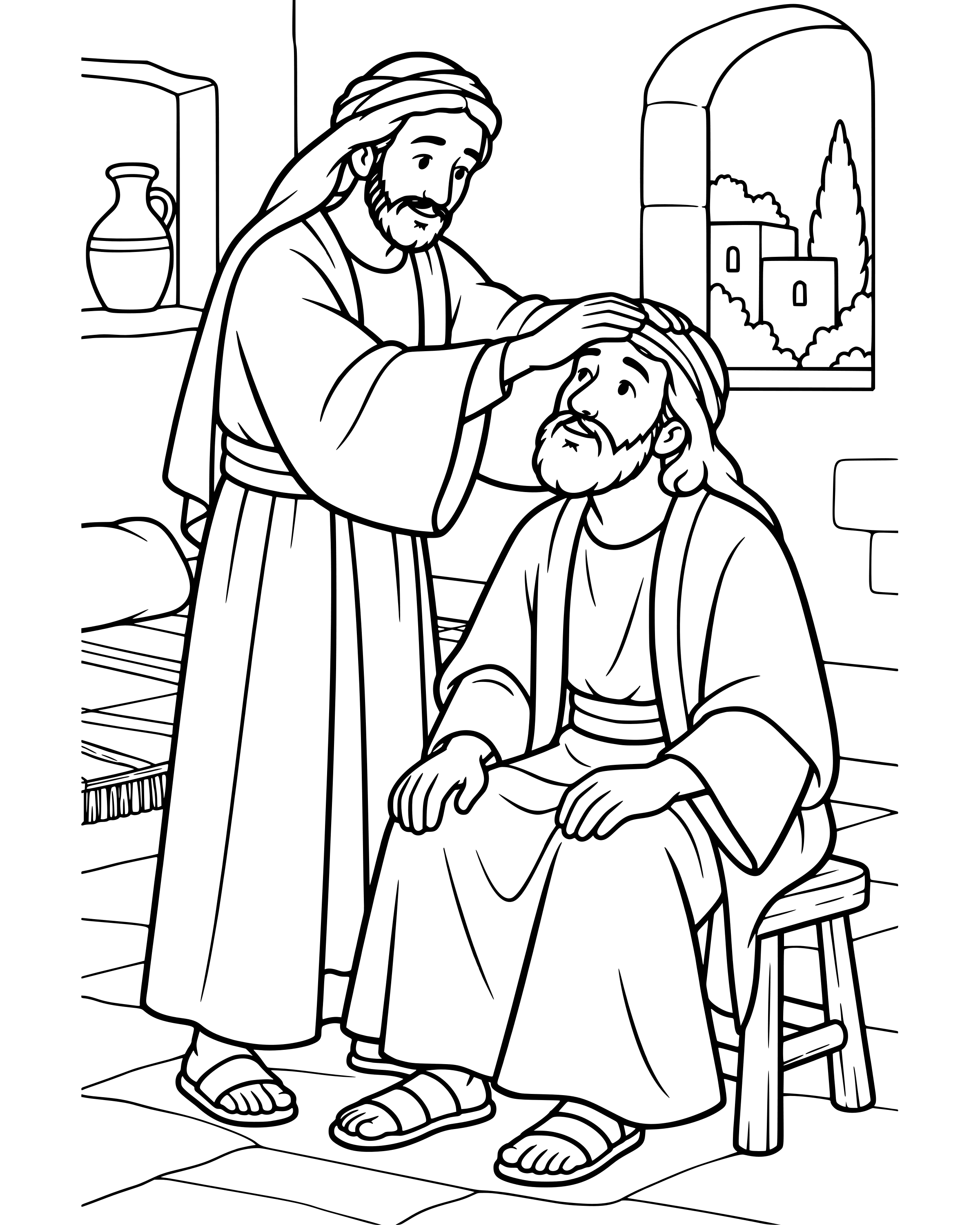 Detailed Ananias Helps Saul coloring page
