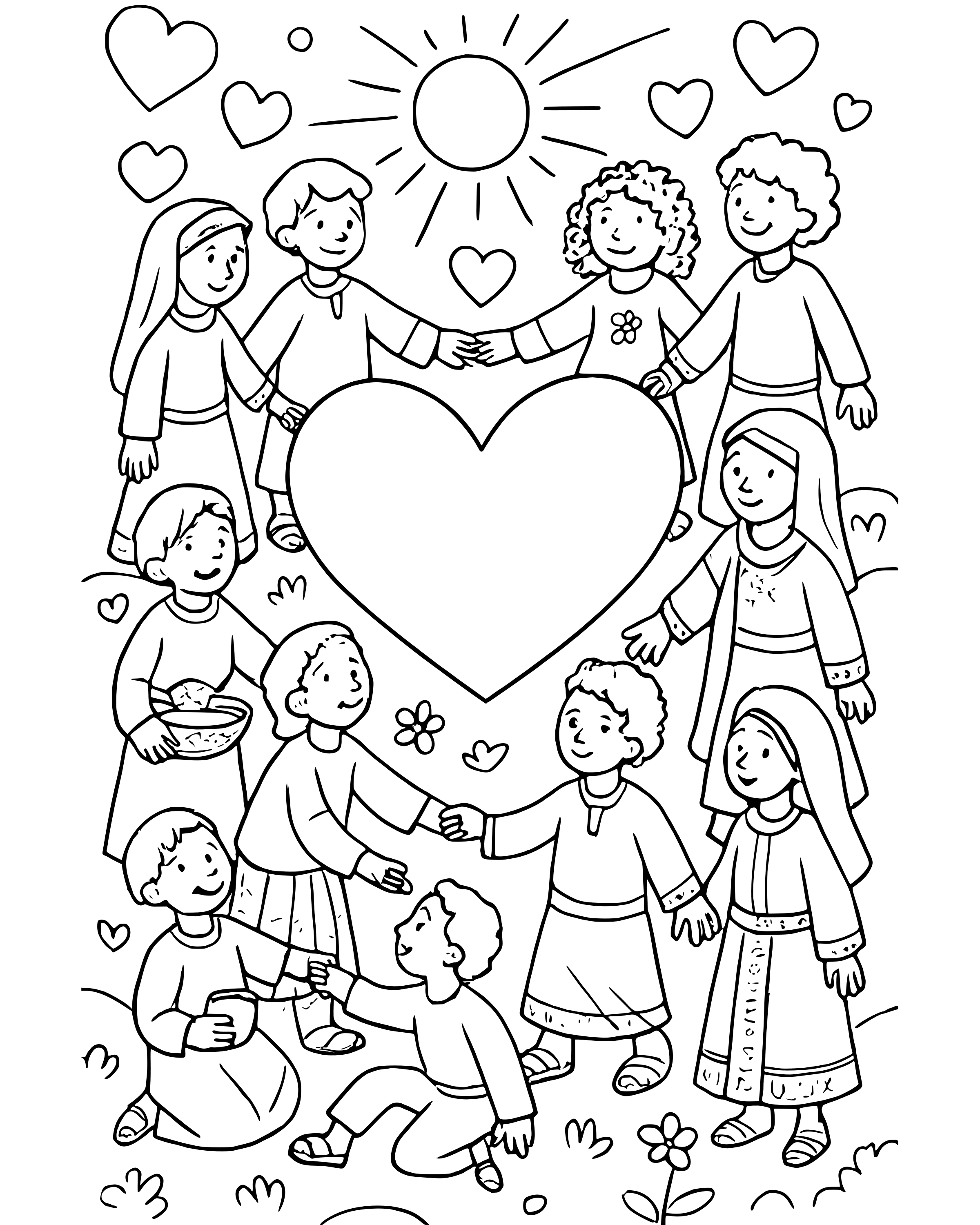 Detailed Love One Another coloring page