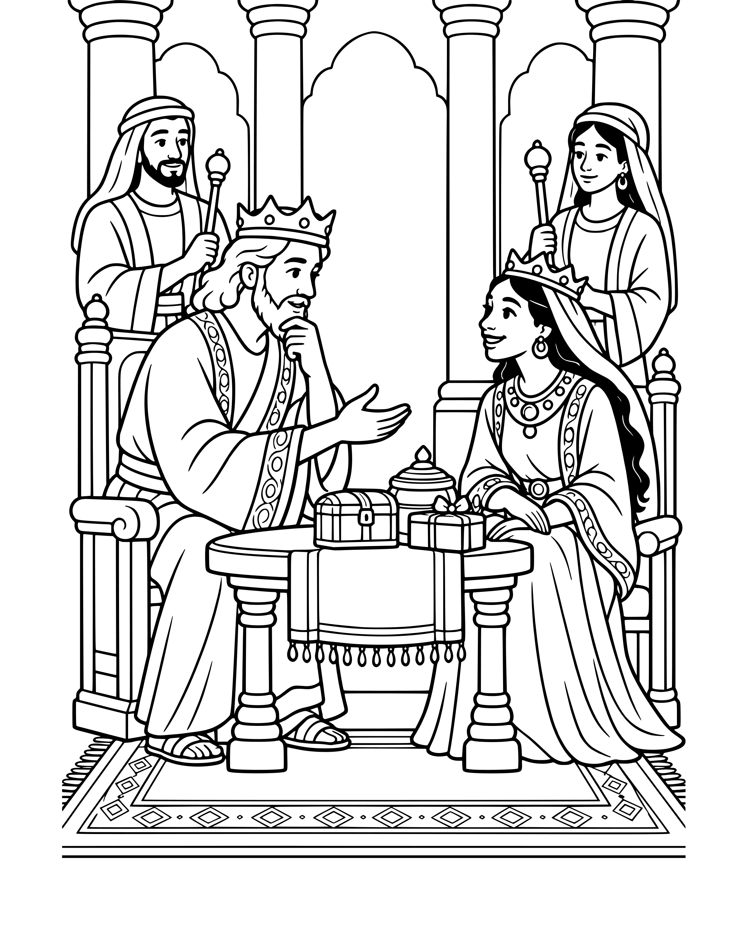 Detailed The Queen of Sheba Visits Solomon coloring page