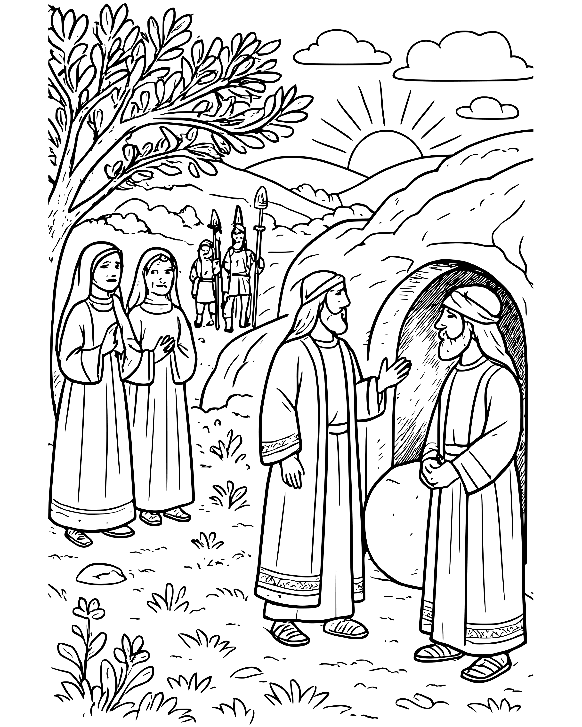 Detailed Jesus Is Laid in the Tomb coloring page