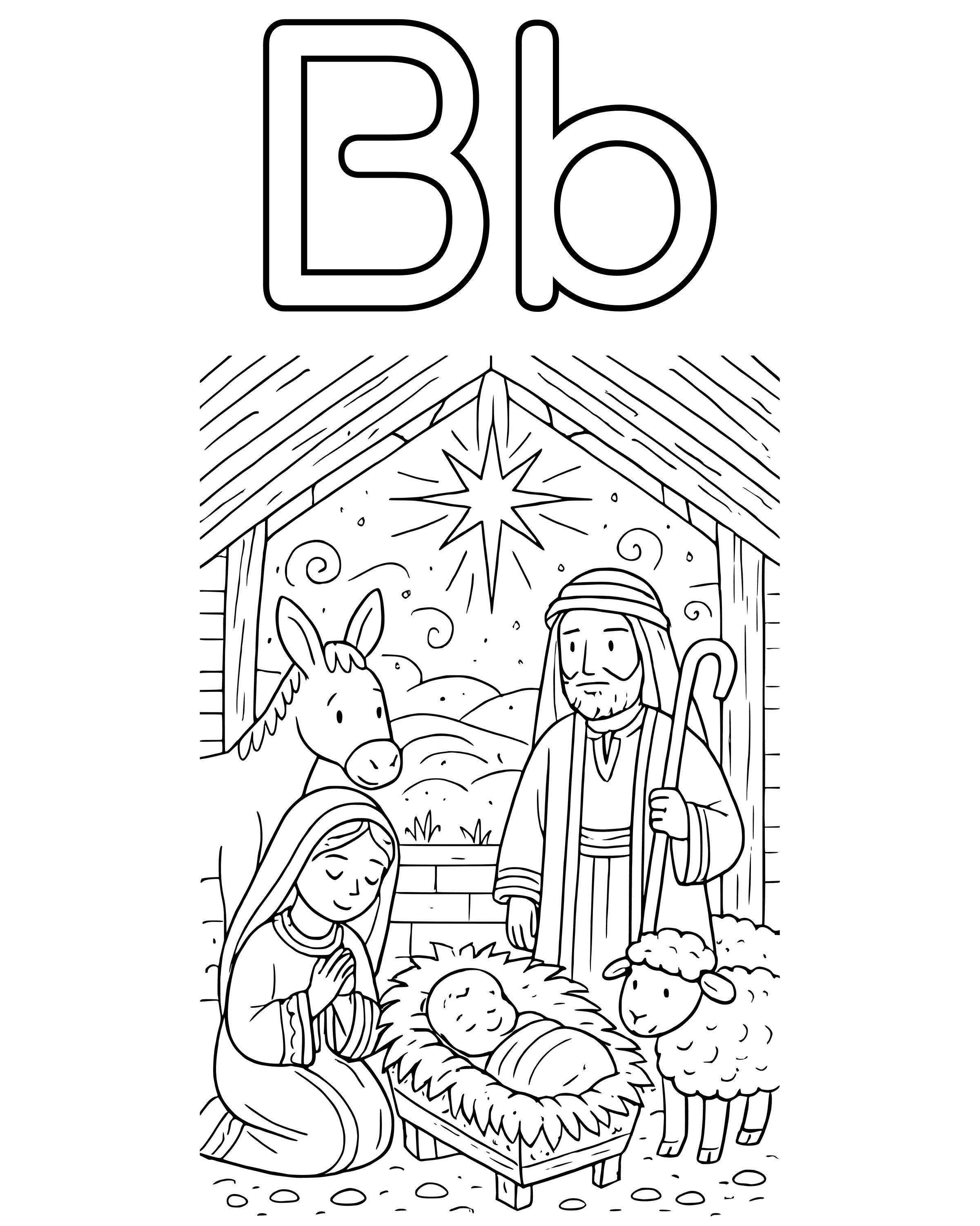 Detailed B Is for Baby Jesus coloring page