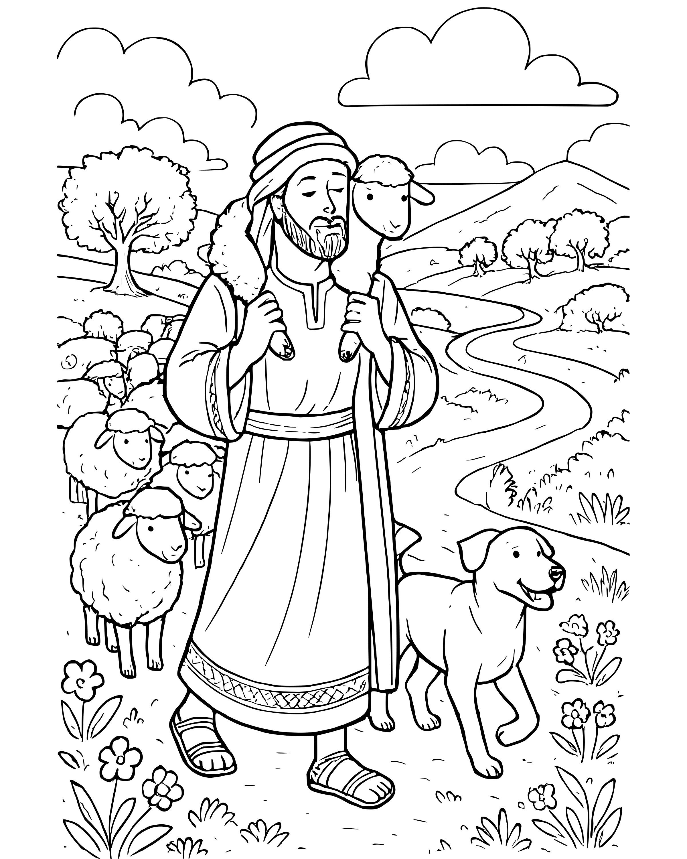 Detailed The Lord Is My Shepherd coloring page